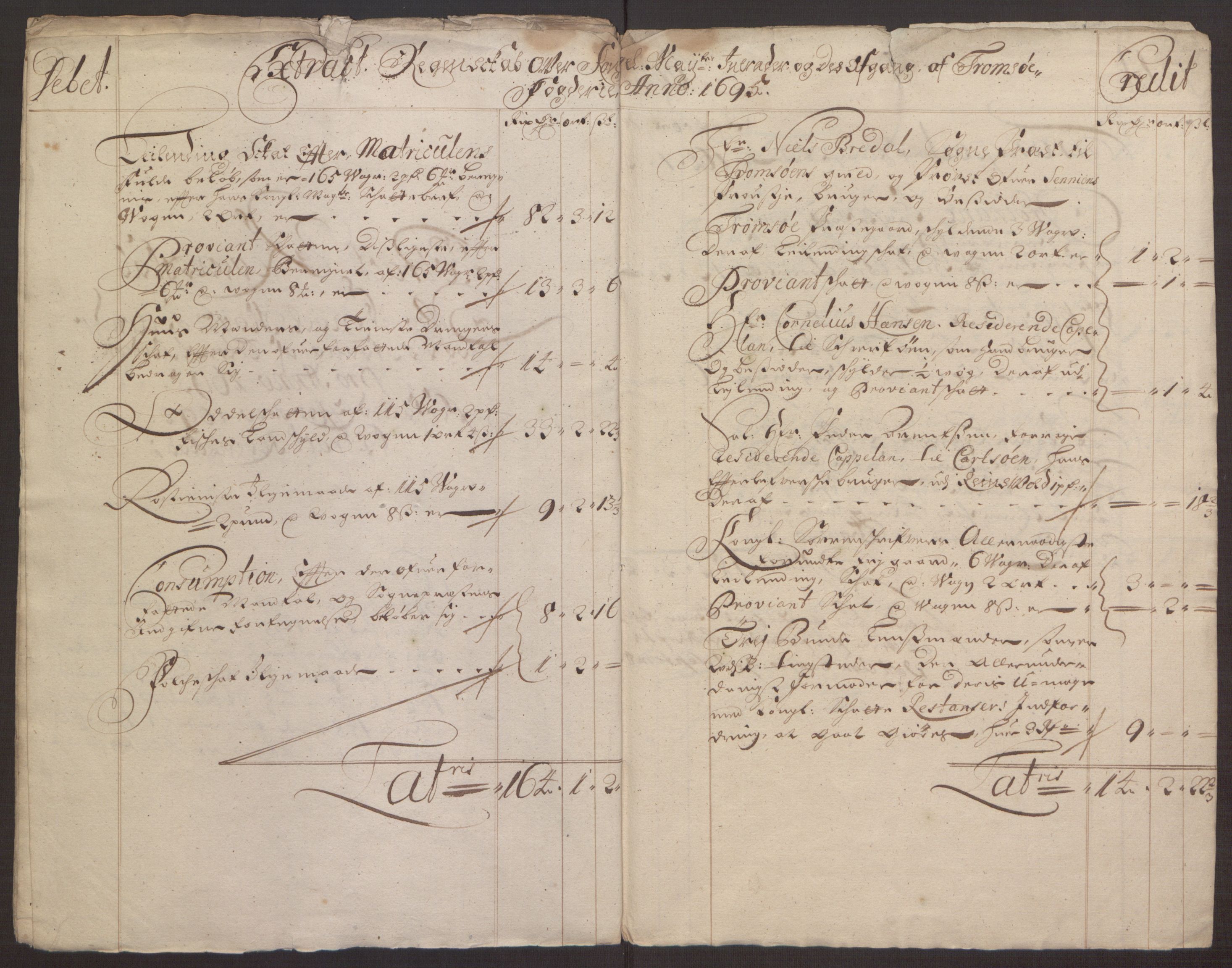 Rentekammeret inntil 1814, Reviderte regnskaper, Fogderegnskap, AV/RA-EA-4092/R68/L4753: Fogderegnskap Senja og Troms, 1694-1696, p. 217