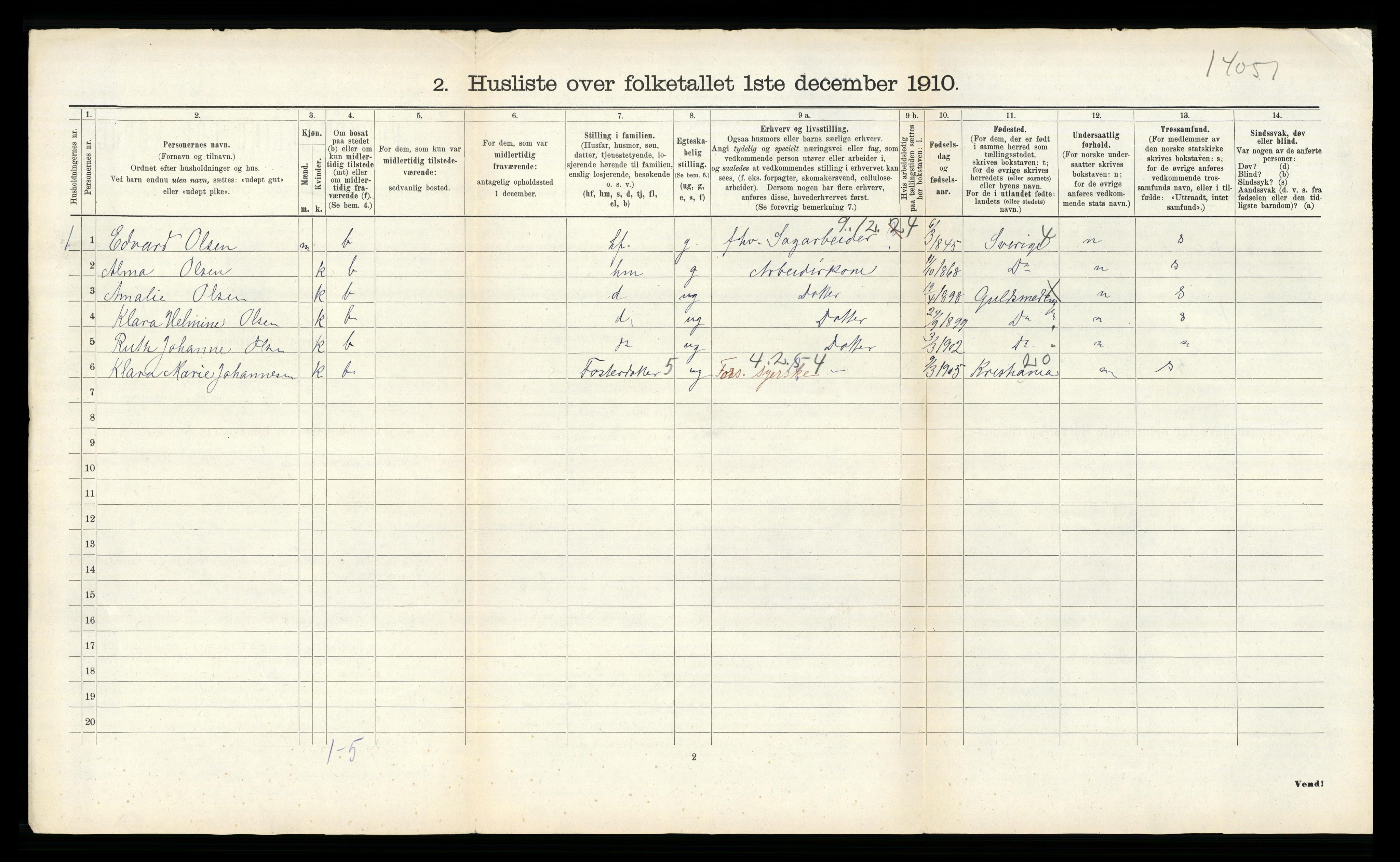 RA, 1910 census for Hisøy, 1910, p. 40