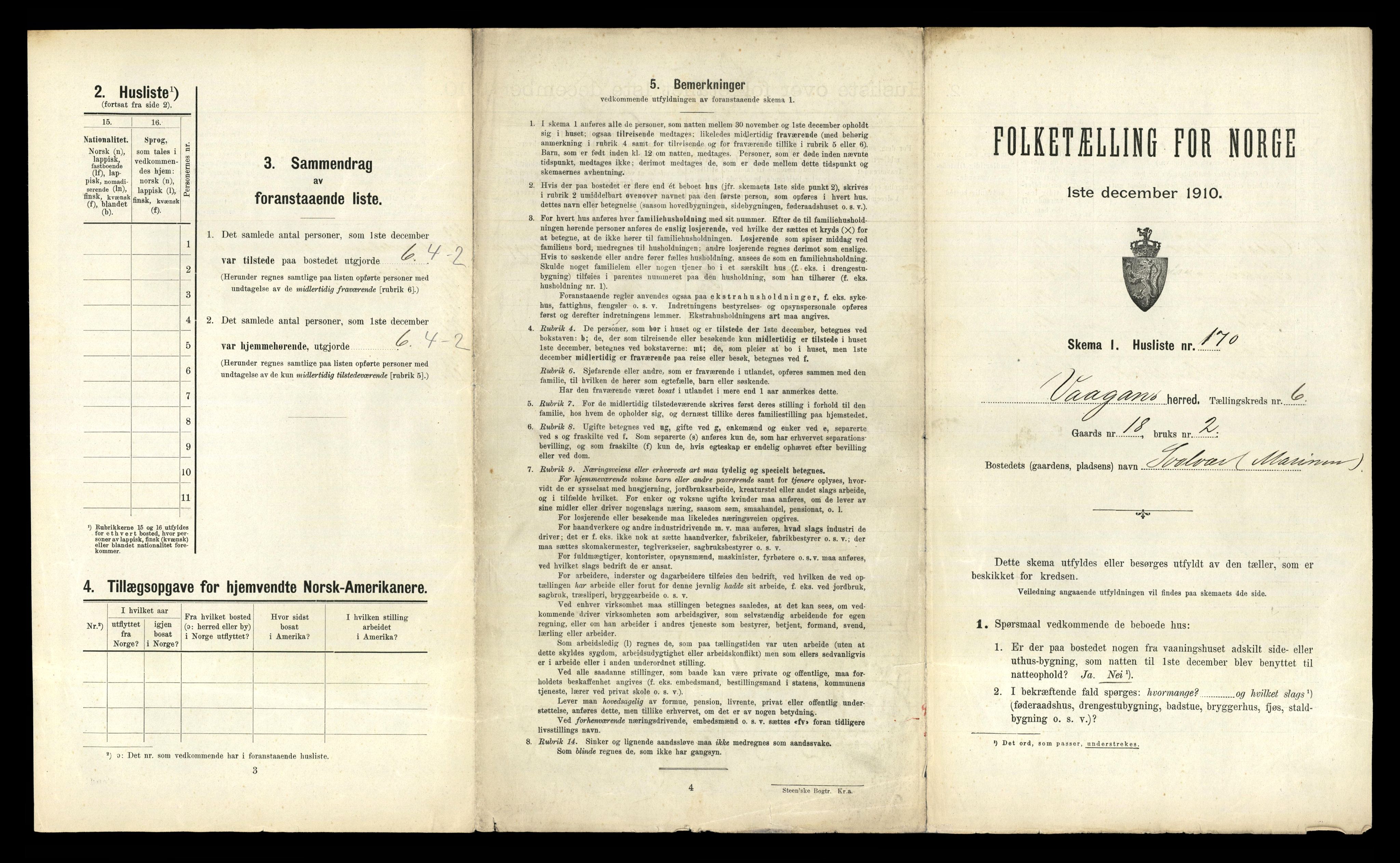 RA, 1910 census for Vågan, 1910, p. 1091