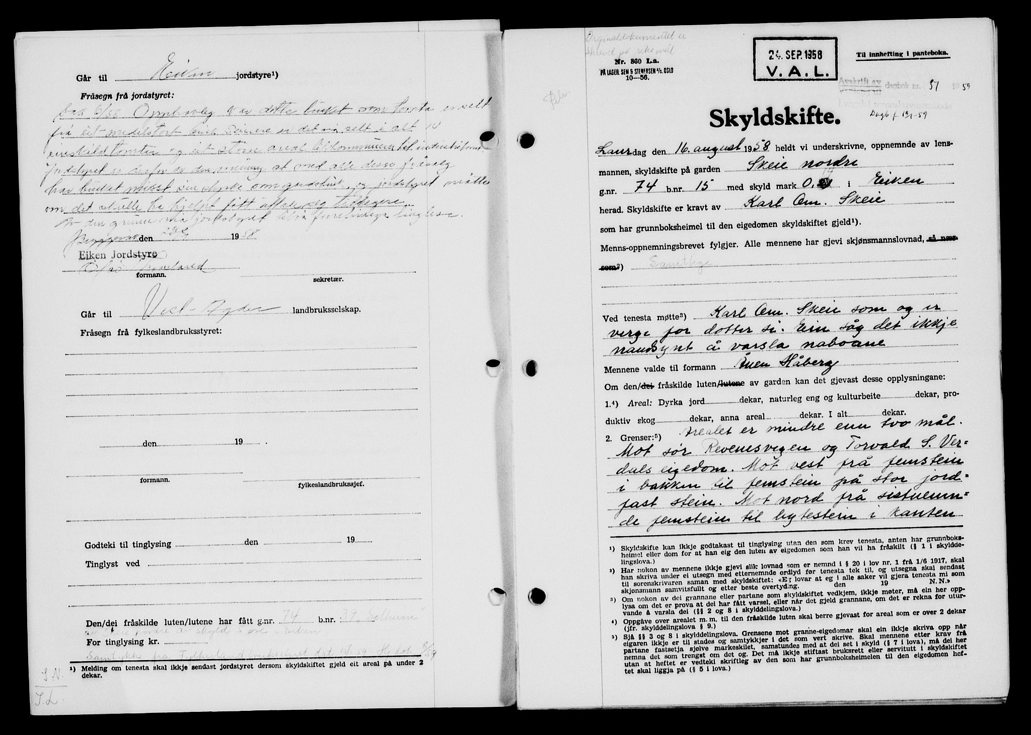 Lyngdal sorenskriveri, AV/SAK-1221-0004/G/Gb/L0678: Mortgage book no. A XXIV, 1958-1959, Diary no: : 51/1959