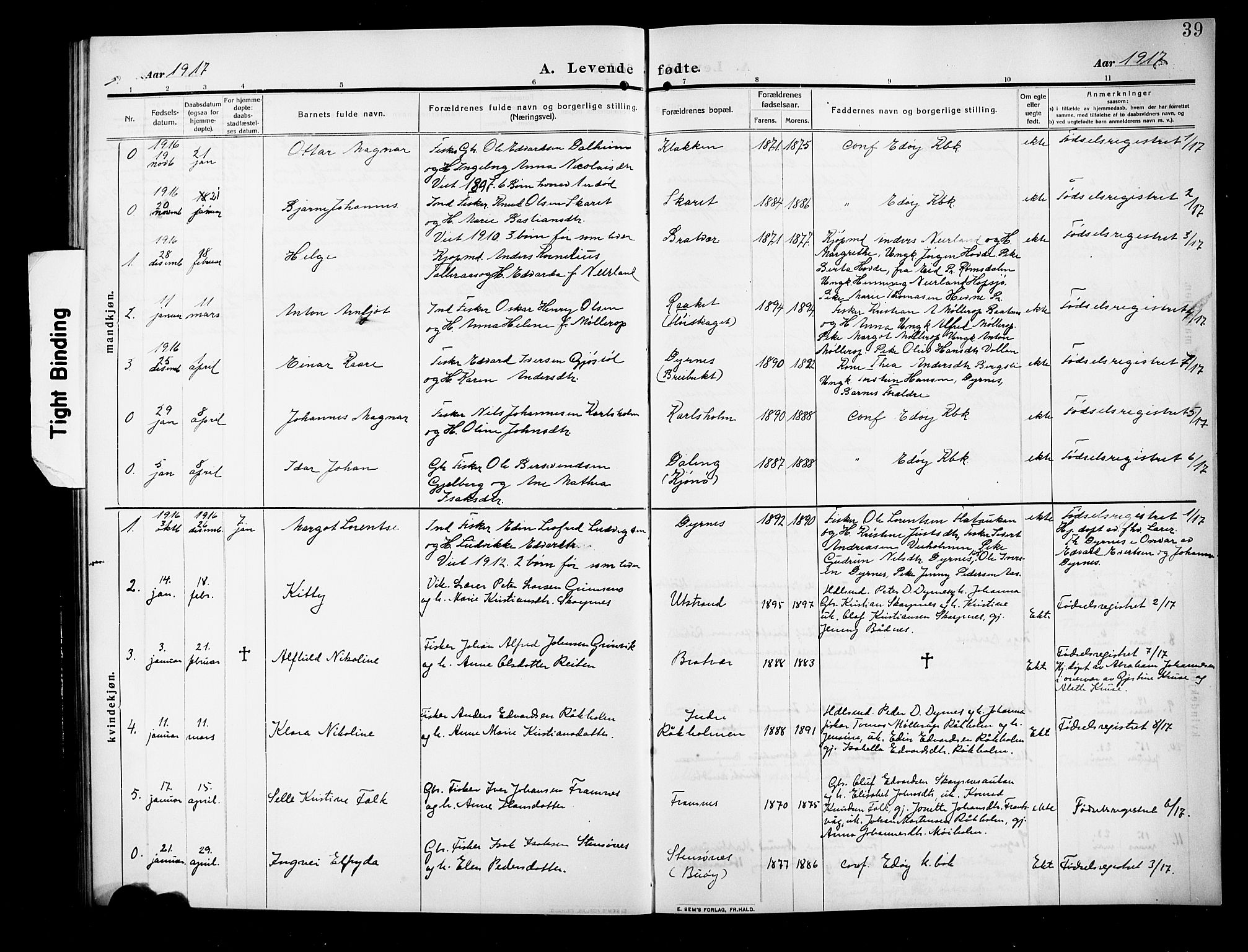 Ministerialprotokoller, klokkerbøker og fødselsregistre - Møre og Romsdal, AV/SAT-A-1454/582/L0949: Parish register (copy) no. 582C01, 1909-1925, p. 39