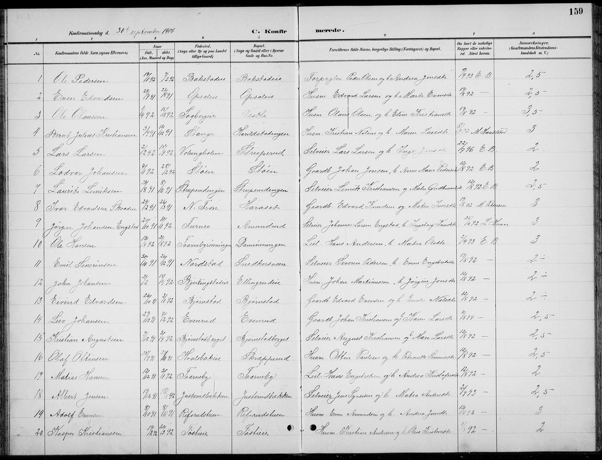 Romedal prestekontor, AV/SAH-PREST-004/L/L0013: Parish register (copy) no. 13, 1896-1937, p. 159