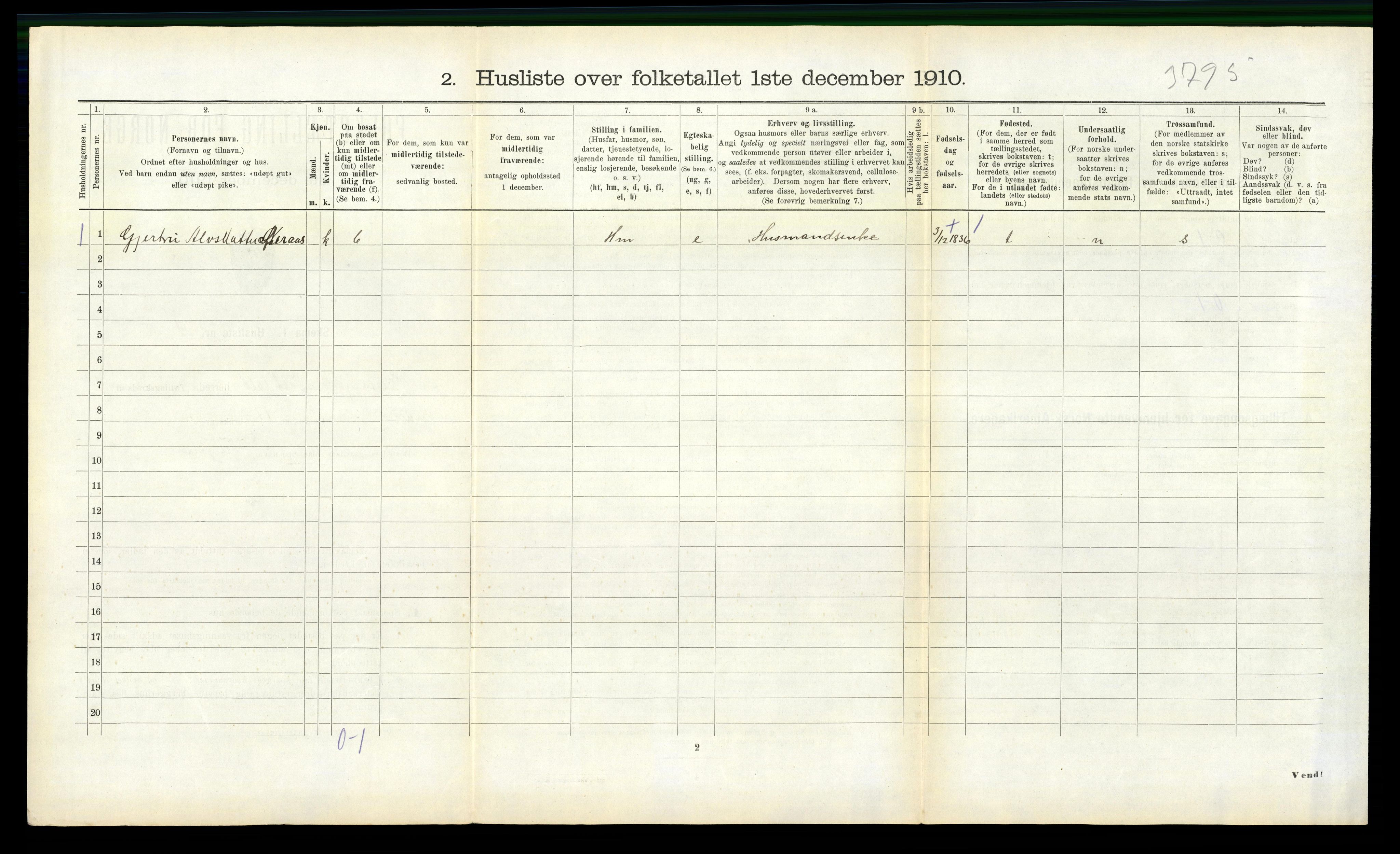 RA, 1910 census for Eresfjord og Vistdal, 1910, p. 172