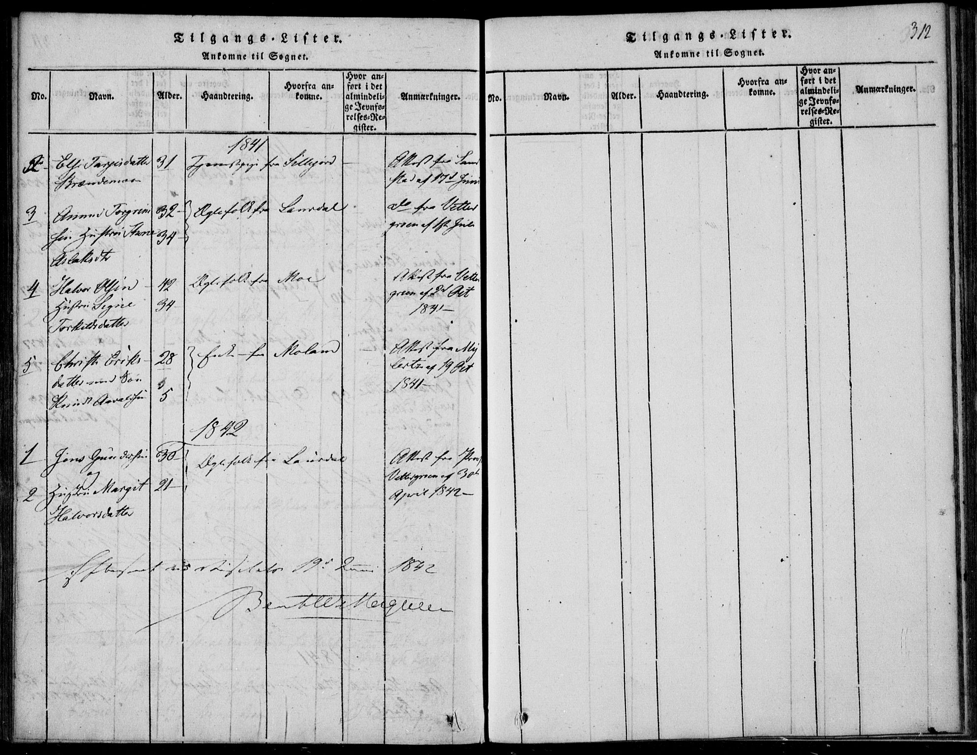 Vinje kirkebøker, SAKO/A-312/F/Fb/L0001: Parish register (official) no. II 1, 1814-1843, p. 312