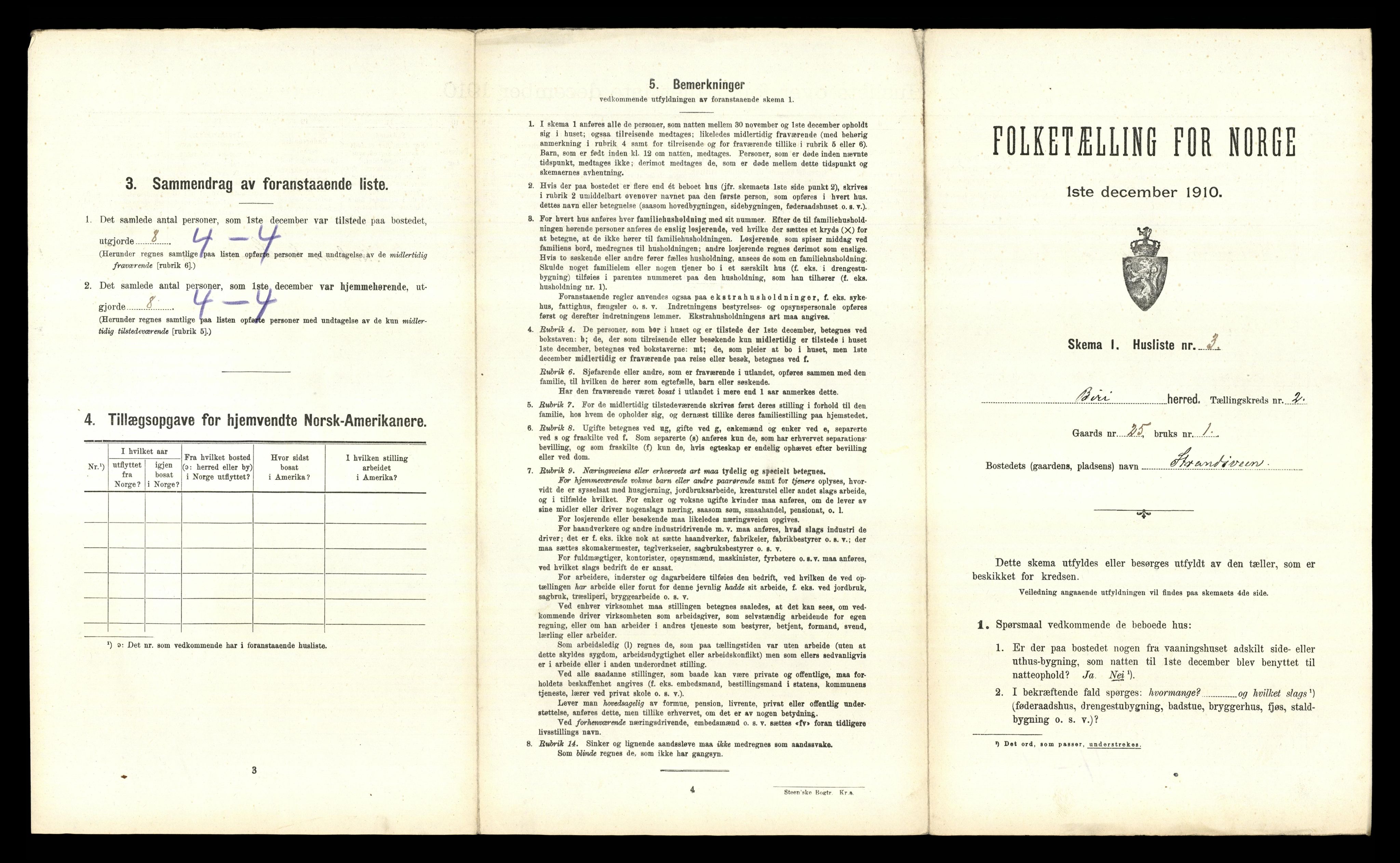 RA, 1910 census for Biri, 1910, p. 263