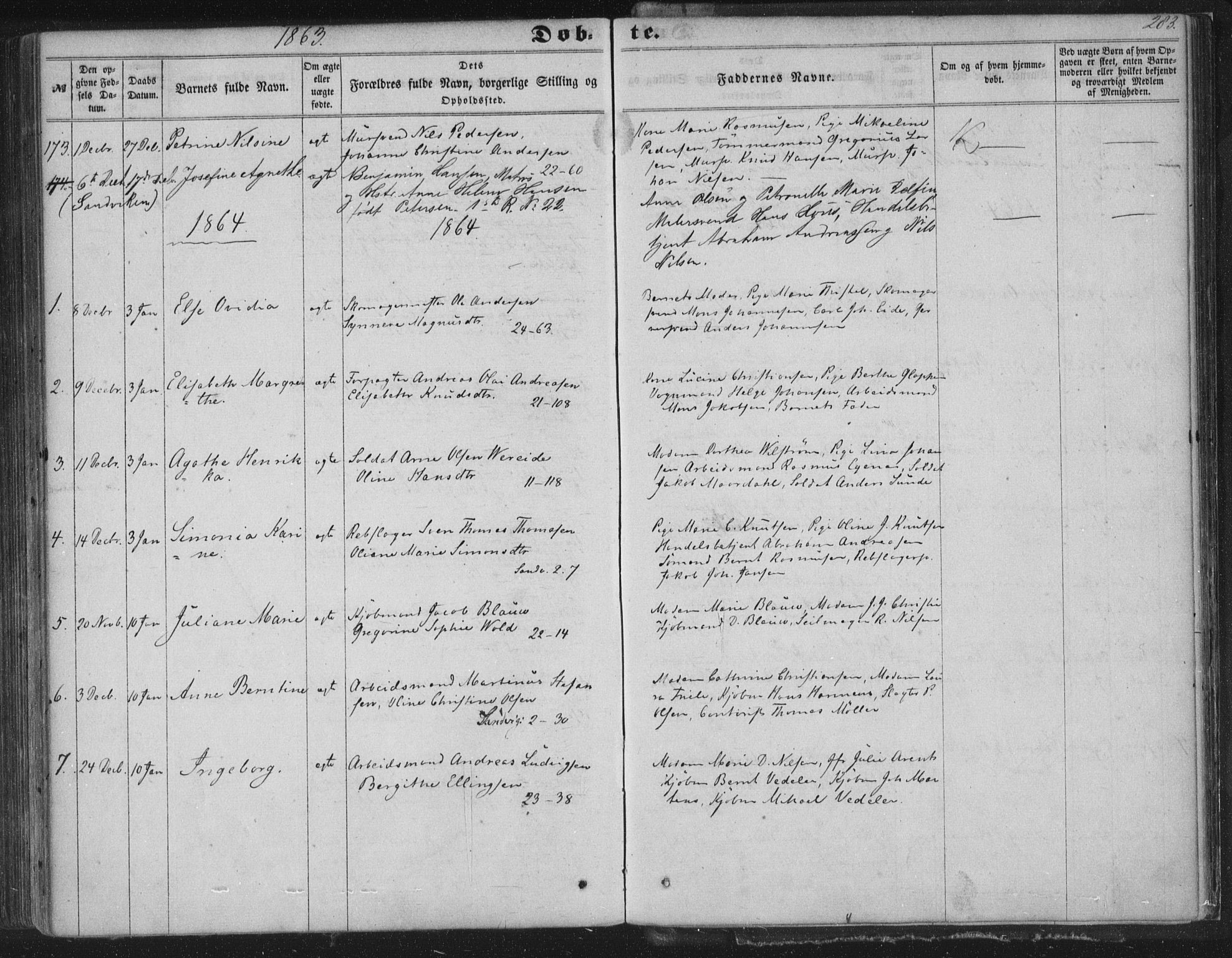 Korskirken sokneprestembete, SAB/A-76101/H/Haa/L0018: Parish register (official) no. B 4, 1857-1866, p. 283