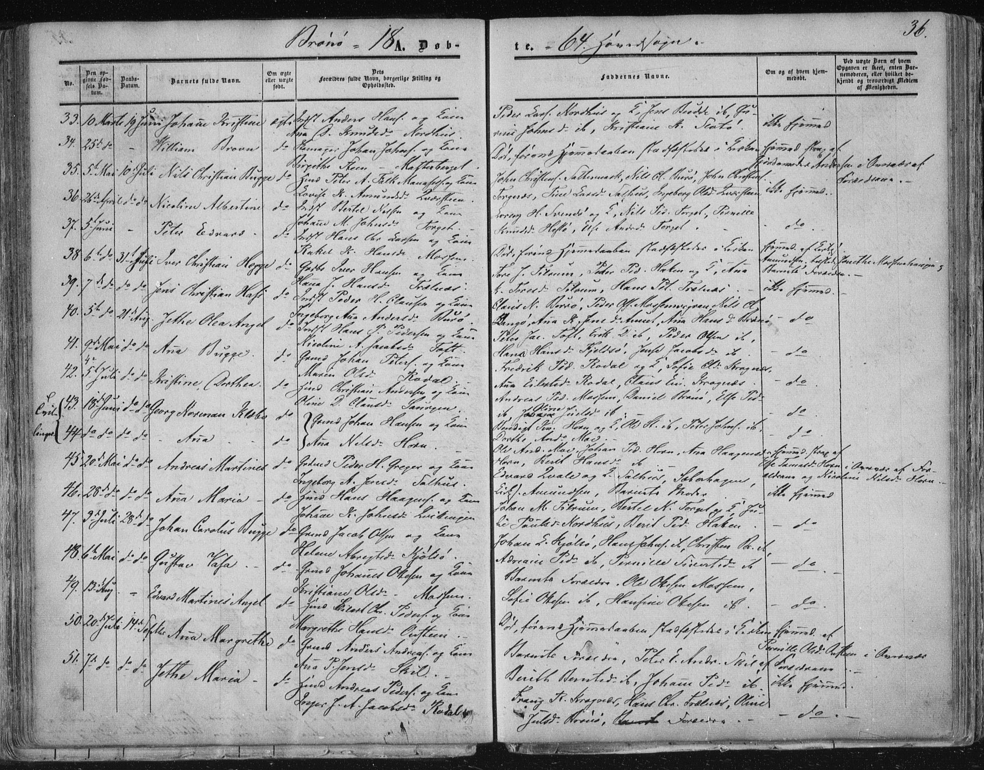 Ministerialprotokoller, klokkerbøker og fødselsregistre - Nordland, AV/SAT-A-1459/813/L0198: Parish register (official) no. 813A08, 1834-1874, p. 36