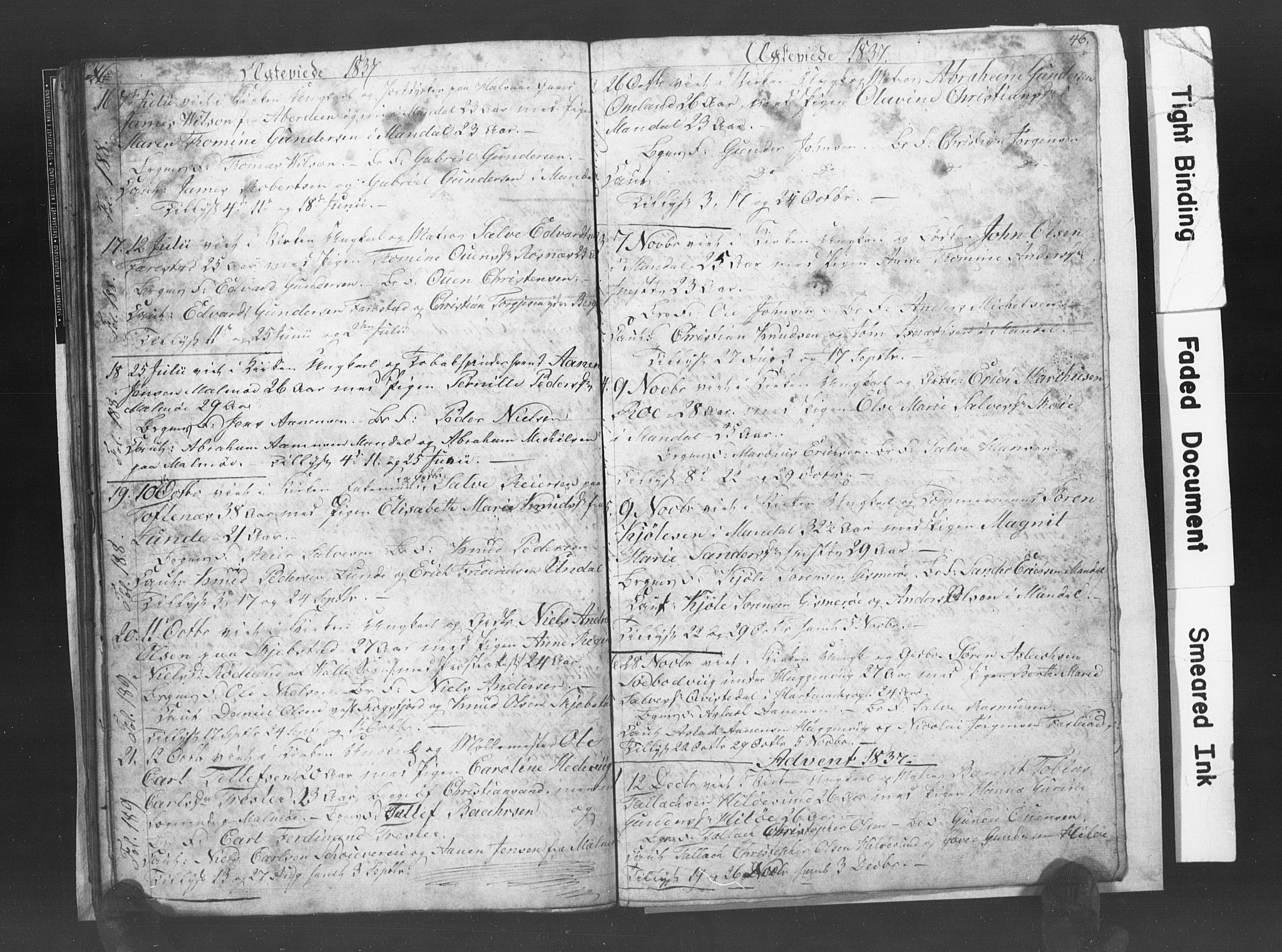 Mandal sokneprestkontor, SAK/1111-0030/F/Fb/Fba/L0003: Parish register (copy) no. B 1C, 1834-1838, p. 46