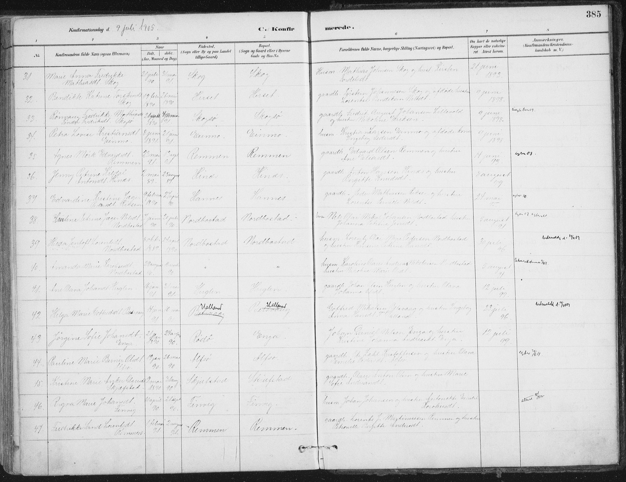 Ministerialprotokoller, klokkerbøker og fødselsregistre - Nordland, AV/SAT-A-1459/838/L0552: Parish register (official) no. 838A10, 1880-1910, p. 385