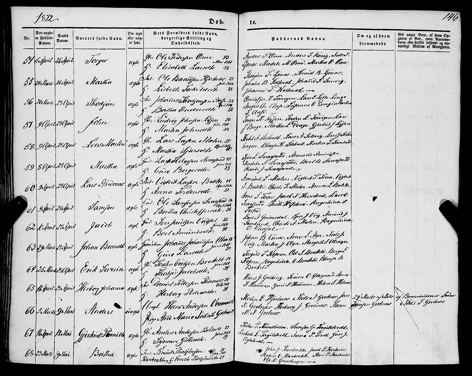 Strandebarm sokneprestembete, SAB/A-78401/H/Haa: Parish register (official) no. A 7, 1844-1872, p. 146