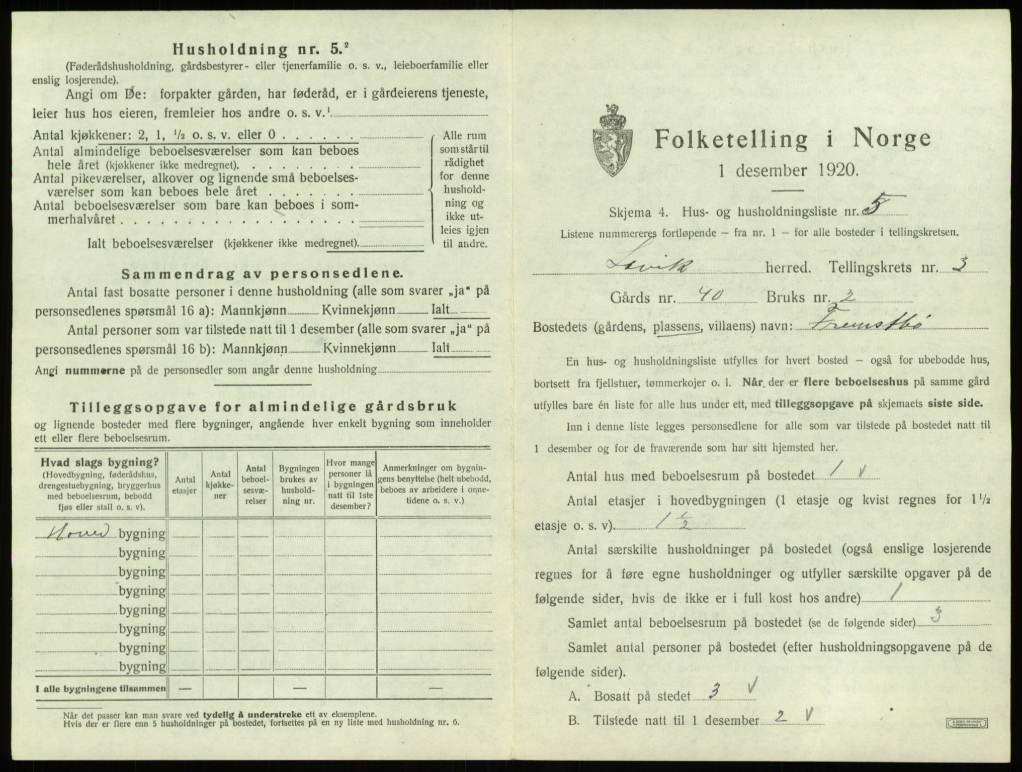 SAB, 1920 census for Lavik, 1920, p. 77