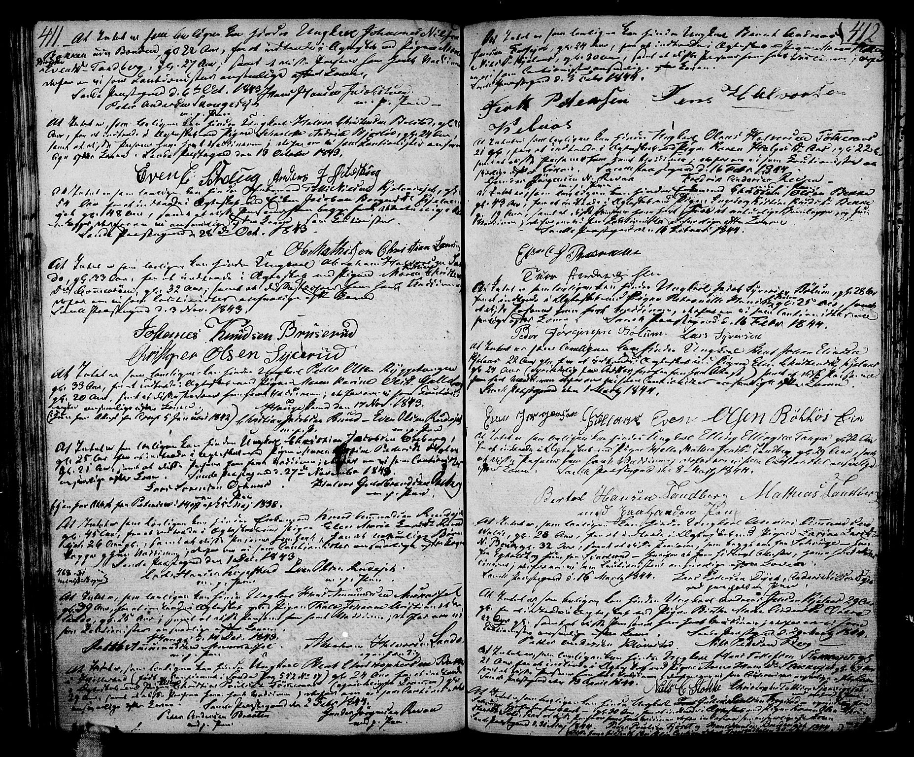 Sande Kirkebøker, SAKO/A-53/F/Fa/L0002: Parish register (official) no. 2, 1804-1814, p. 411-412