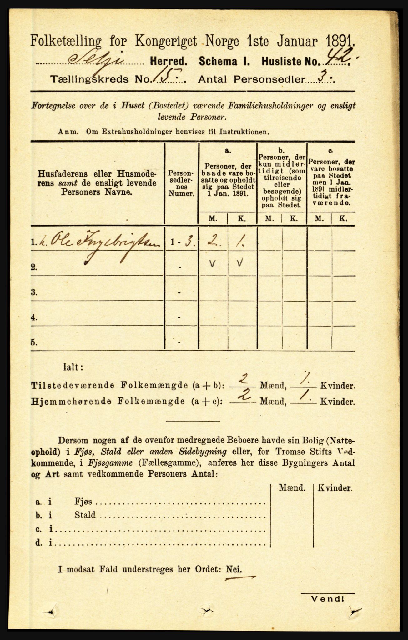 RA, 1891 census for 1441 Selje, 1891, p. 4685