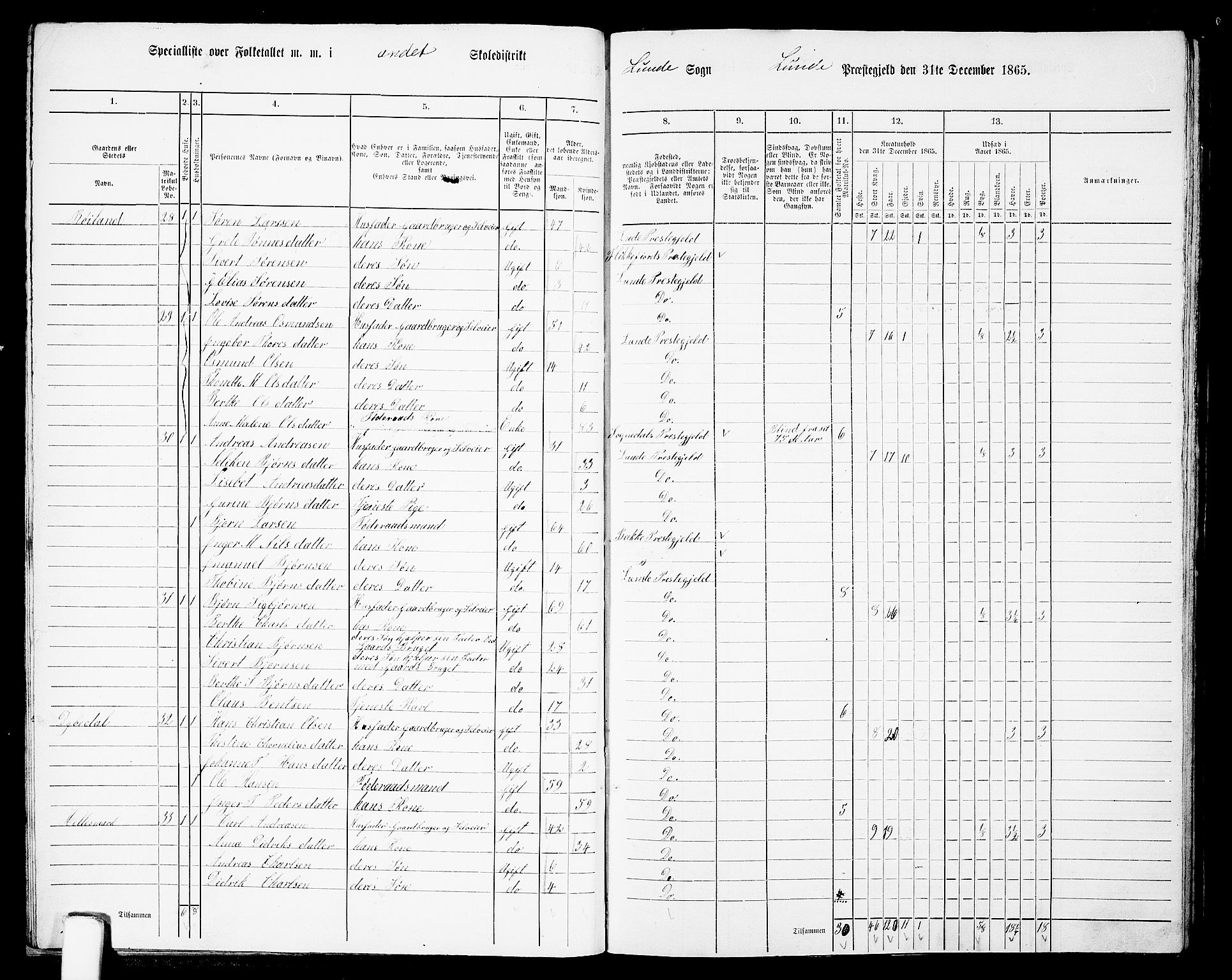 RA, 1865 census for Lund, 1865, p. 21