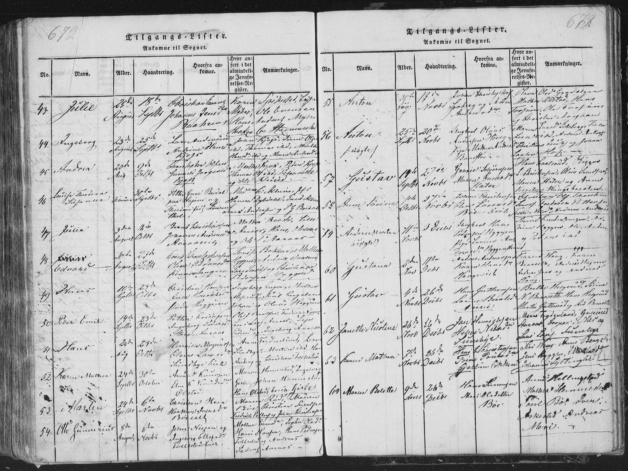 Røyken kirkebøker, SAKO/A-241/G/Ga/L0003: Parish register (copy) no. 3, 1814-1856, p. 672-673
