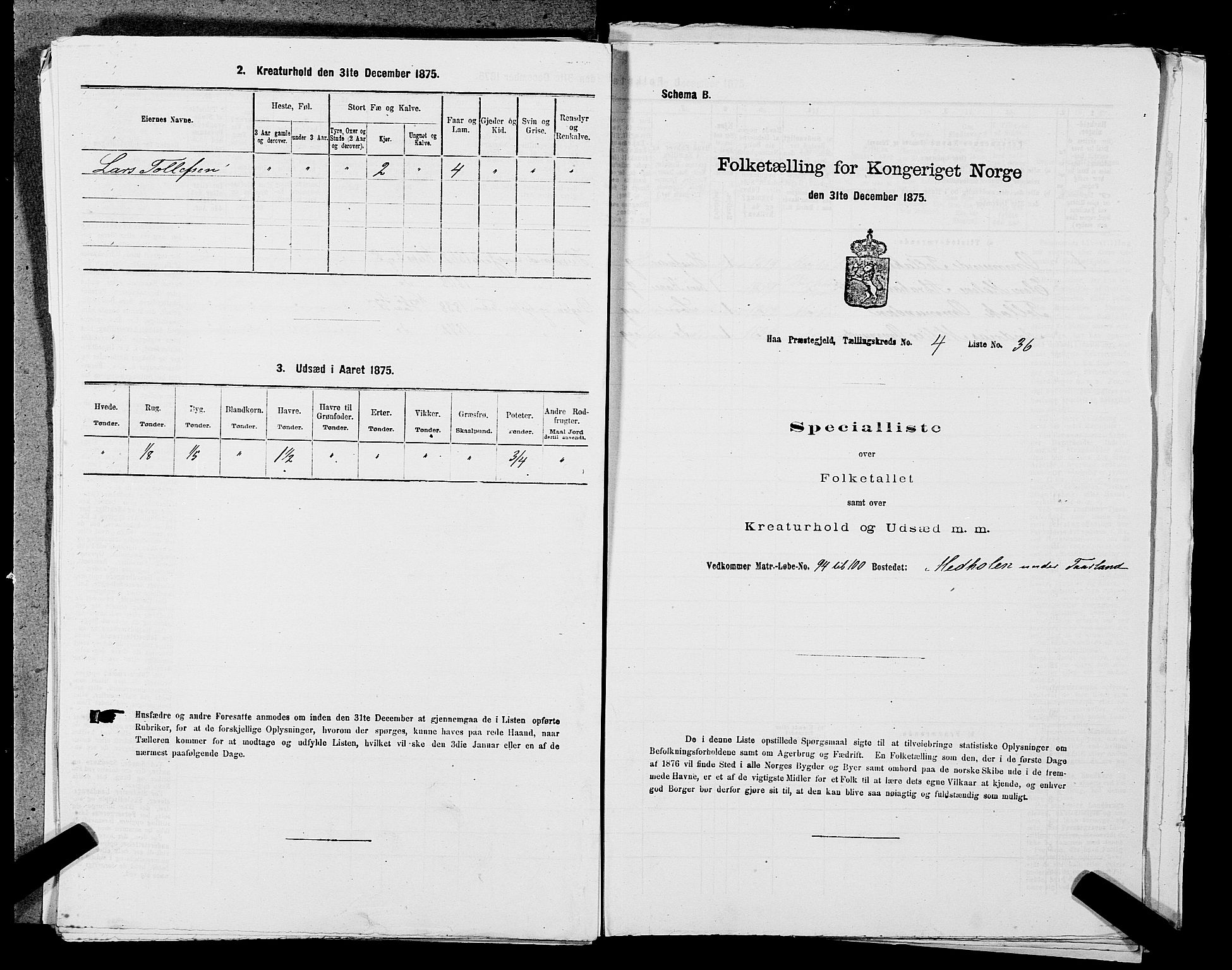 SAST, 1875 census for 1119P Hå, 1875, p. 546