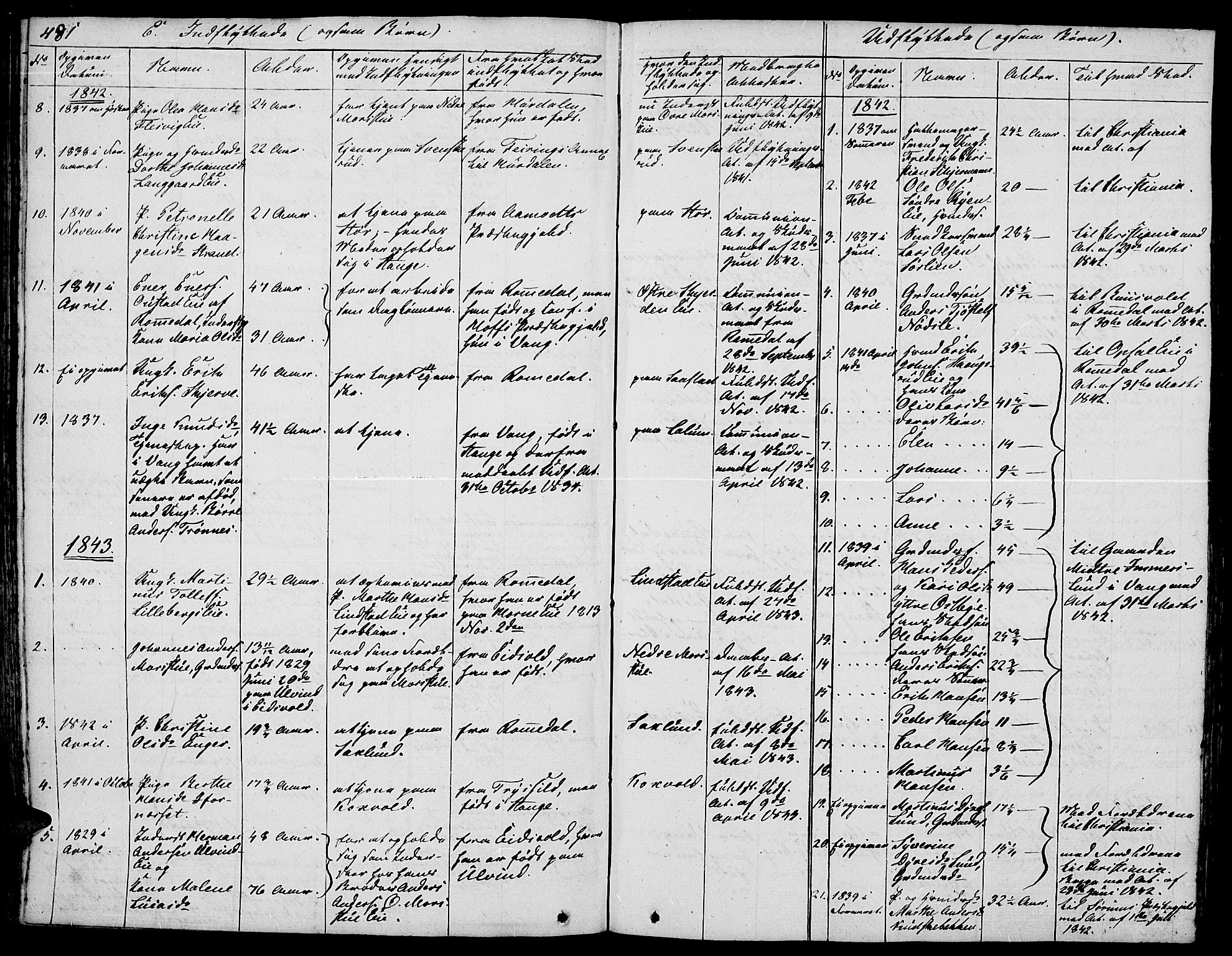 Stange prestekontor, SAH/PREST-002/L/L0003: Parish register (copy) no. 3, 1840-1864, p. 481