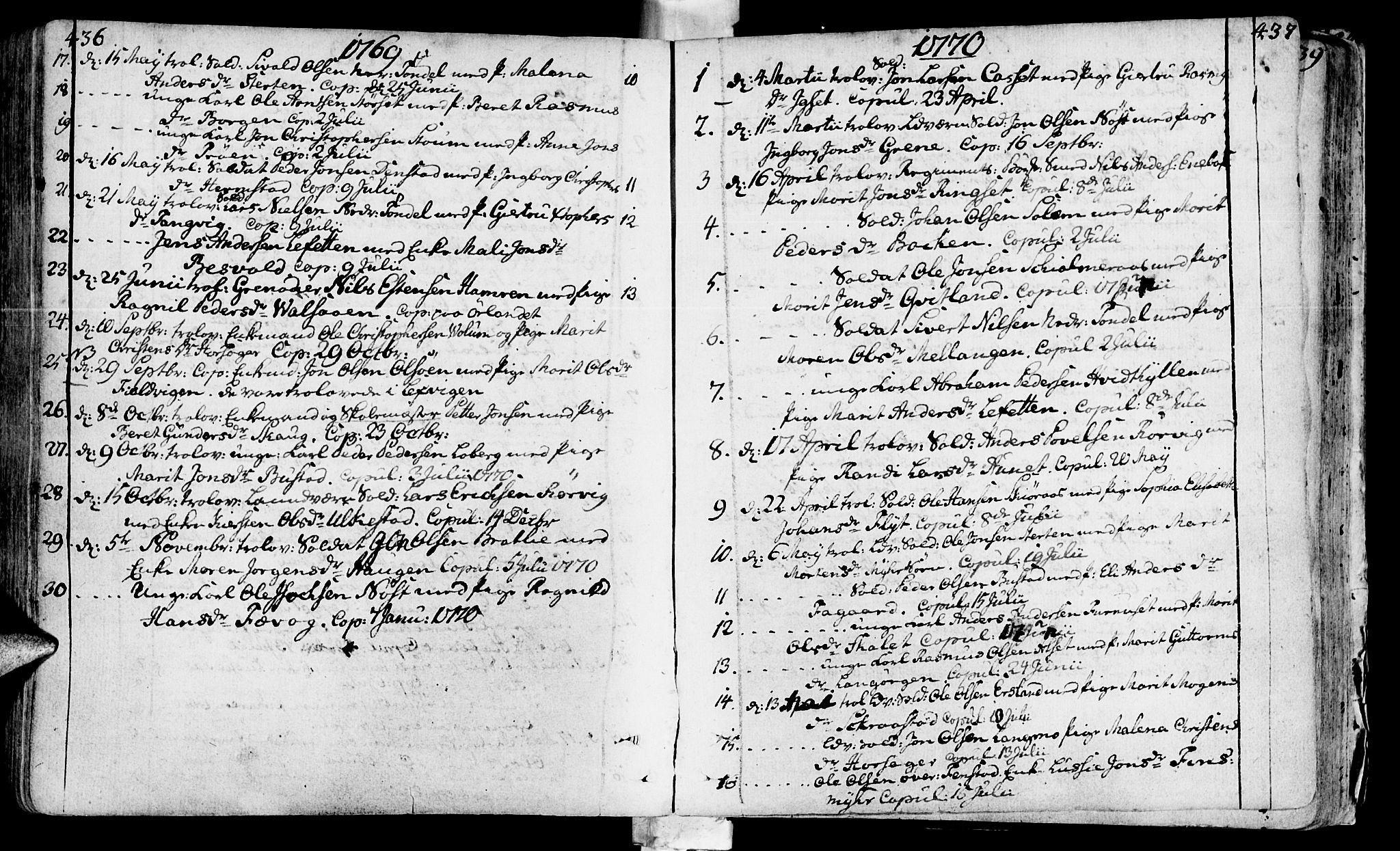 Ministerialprotokoller, klokkerbøker og fødselsregistre - Sør-Trøndelag, SAT/A-1456/646/L0605: Parish register (official) no. 646A03, 1751-1790, p. 436-437