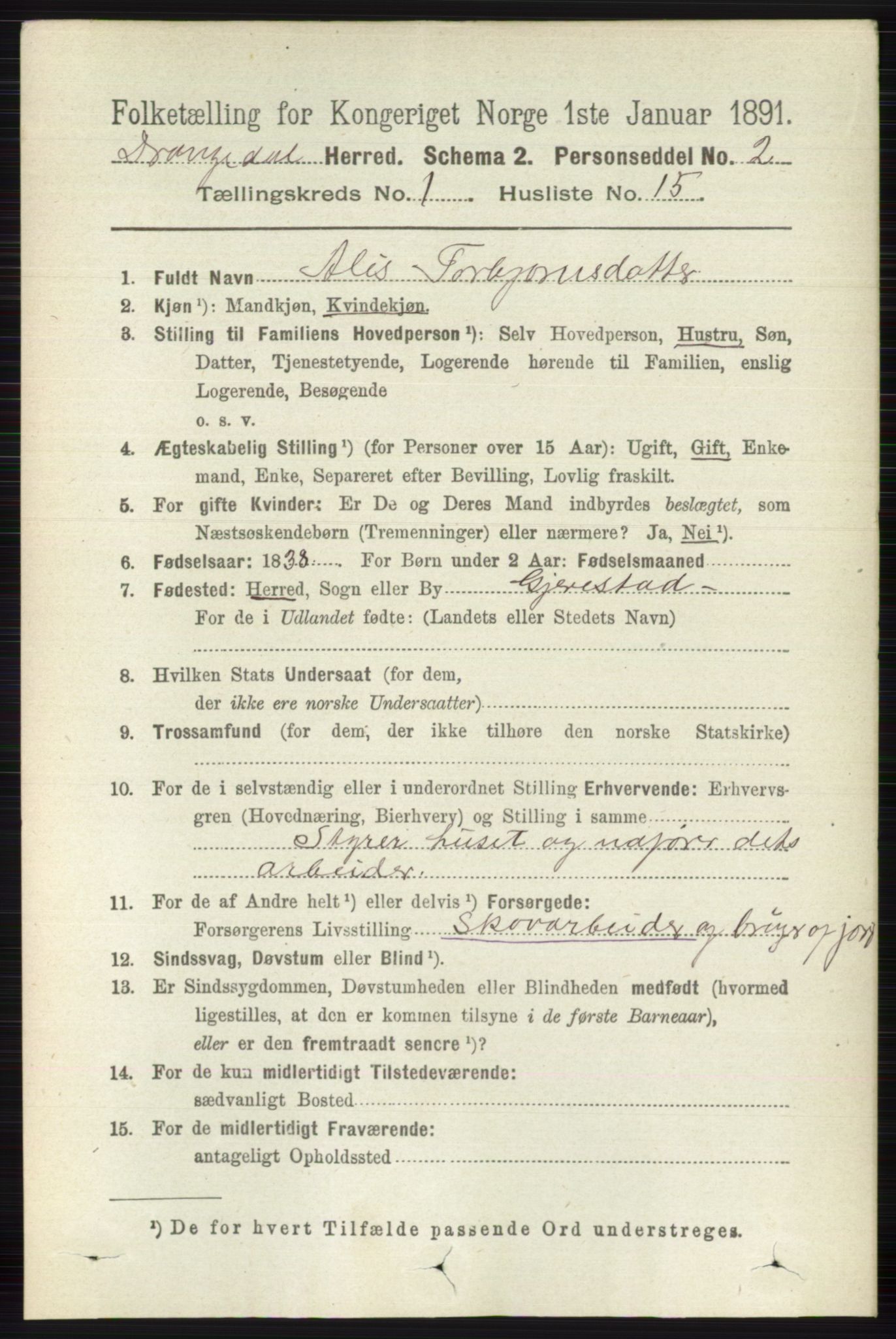 RA, 1891 census for 0817 Drangedal, 1891, p. 166