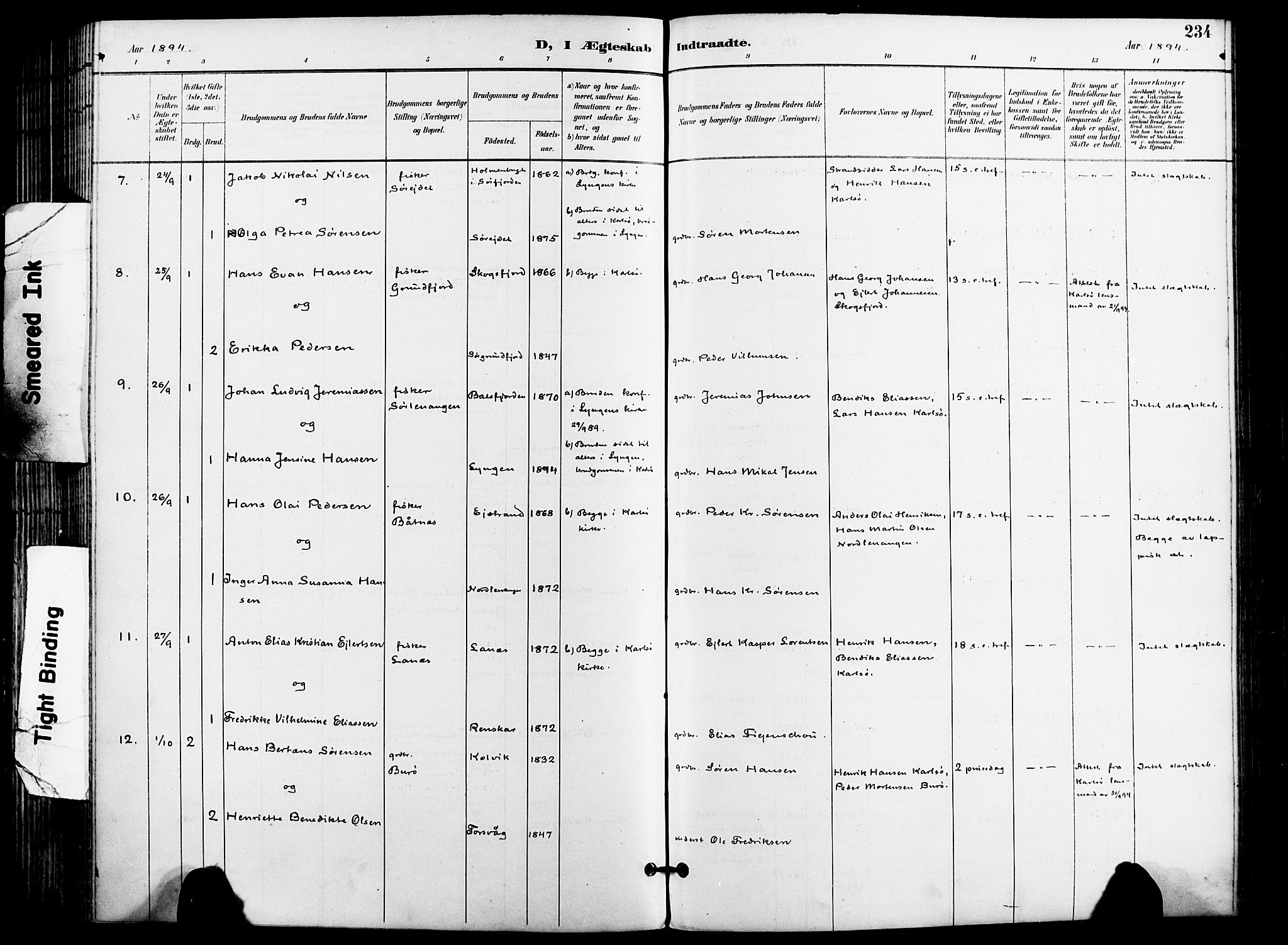 Karlsøy sokneprestembete, SATØ/S-1299/H/Ha/Haa/L0007kirke: Parish register (official) no. 7, 1891-1902, p. 234