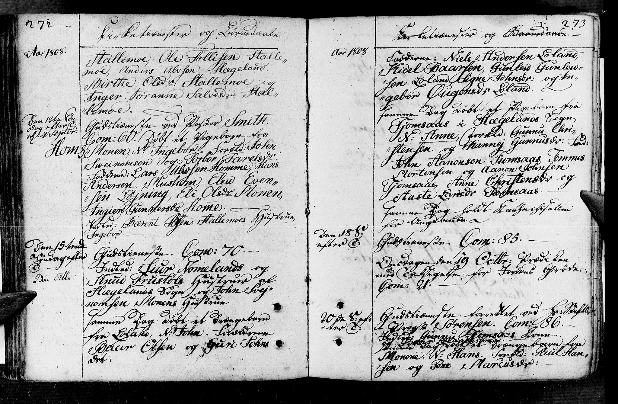 Vennesla sokneprestkontor, AV/SAK-1111-0045/Fa/Fac/L0002: Parish register (official) no. A 2, 1785-1834, p. 272-273