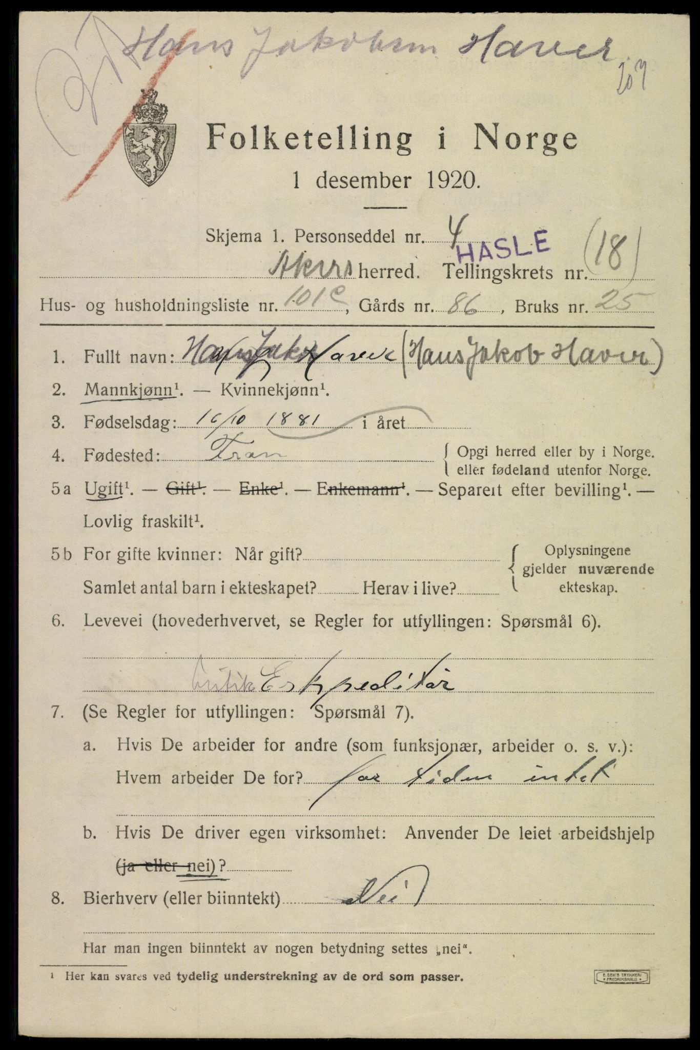 SAO, 1920 census for Aker, 1920, p. 112686