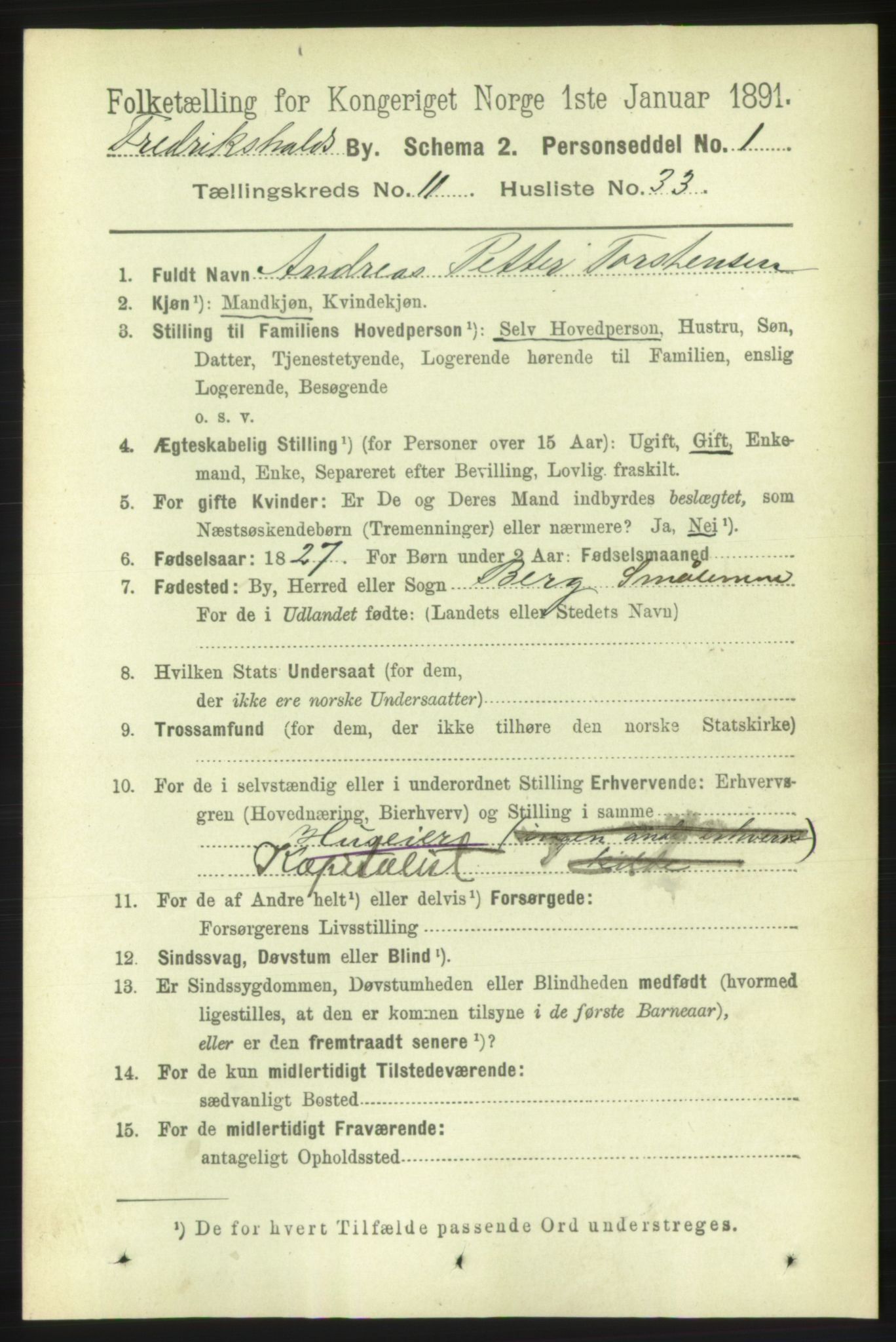 RA, 1891 census for 0101 Fredrikshald, 1891, p. 8032