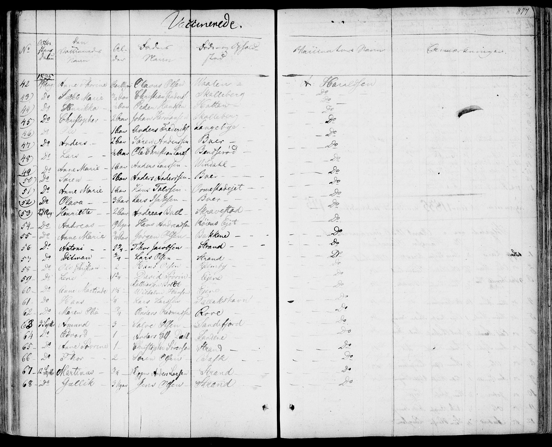 Sandar kirkebøker, SAKO/A-243/F/Fa/L0005: Parish register (official) no. 5, 1832-1847, p. 876-877