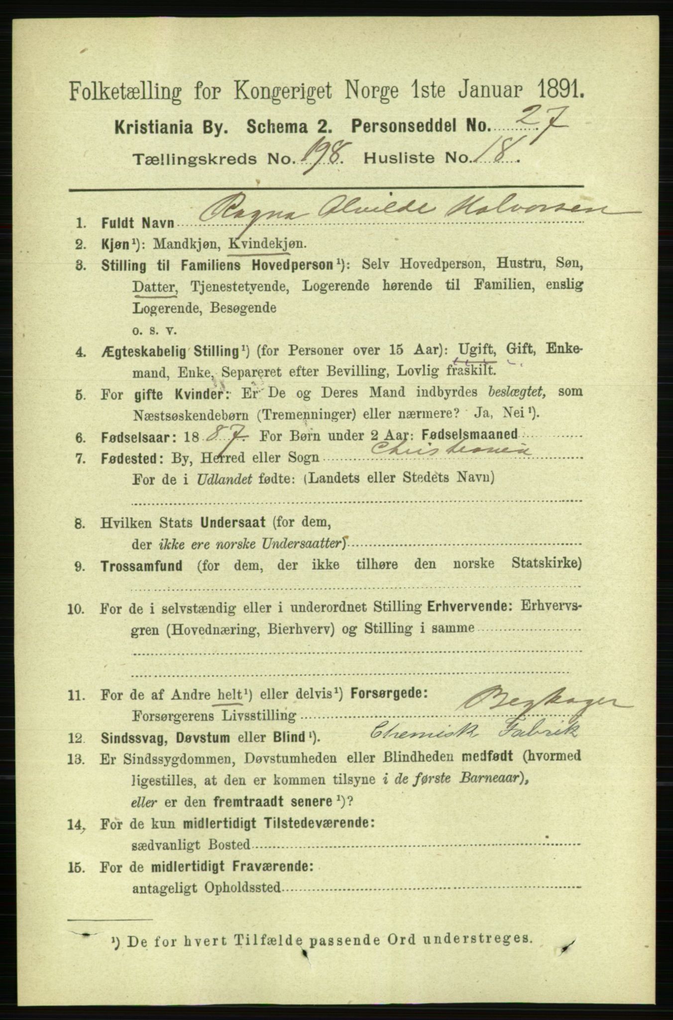 RA, 1891 census for 0301 Kristiania, 1891, p. 119551