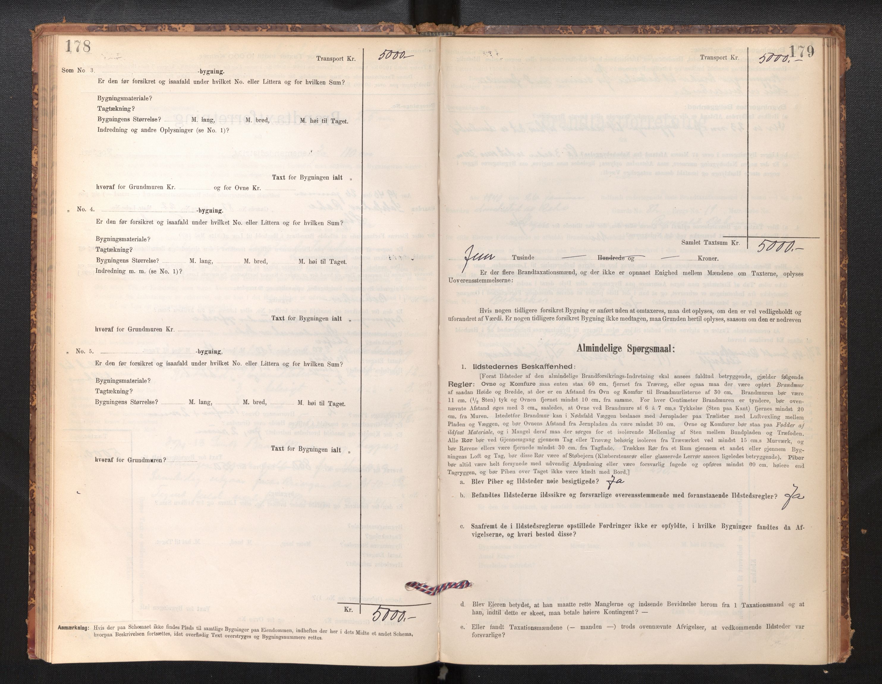 Lensmannen i Stryn og Innvik, SAB/A-30201/0012/L0002: Branntakstprotokoll, skjematakst, 1894-1942, p. 178-179