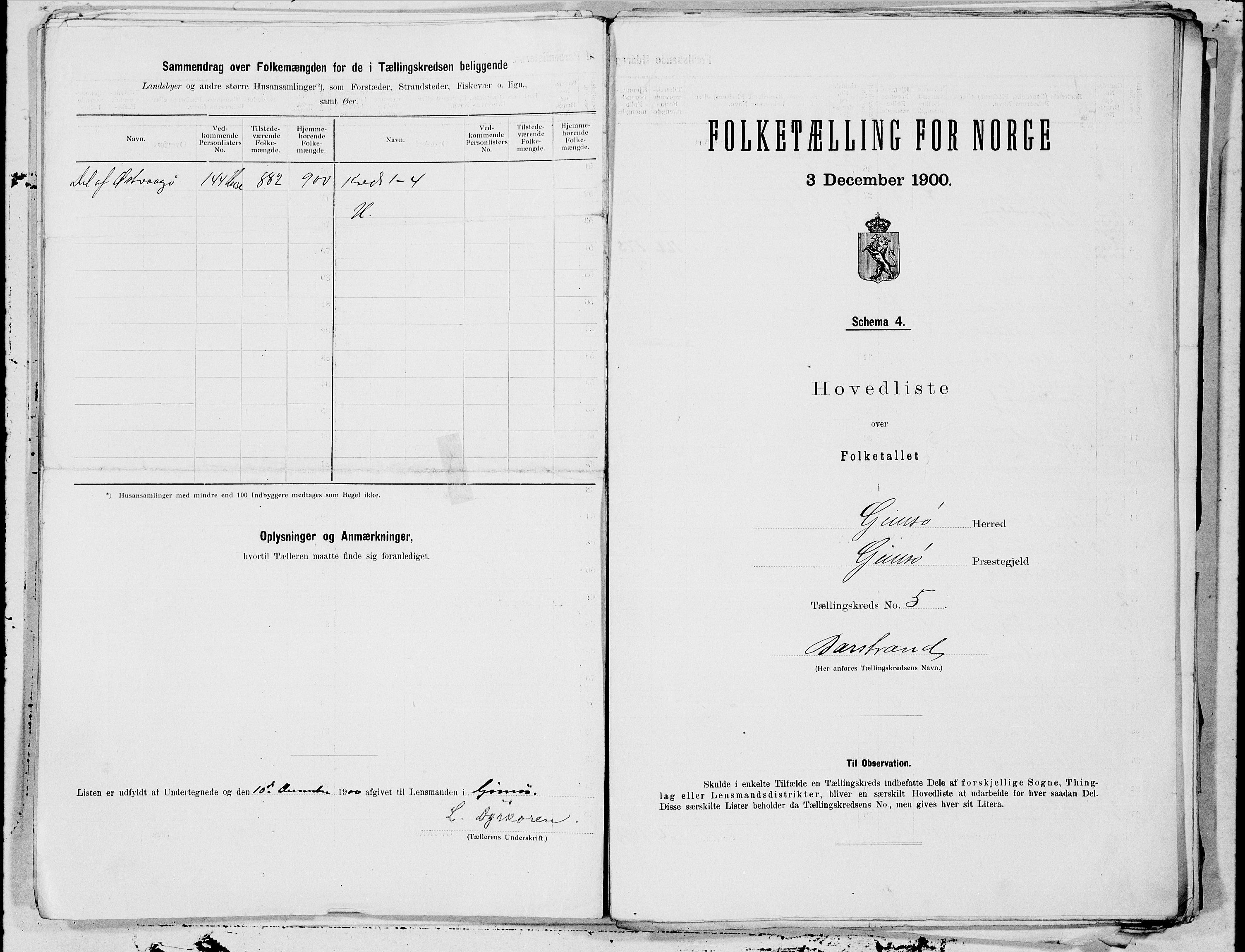 SAT, 1900 census for Gimsøy, 1900, p. 10