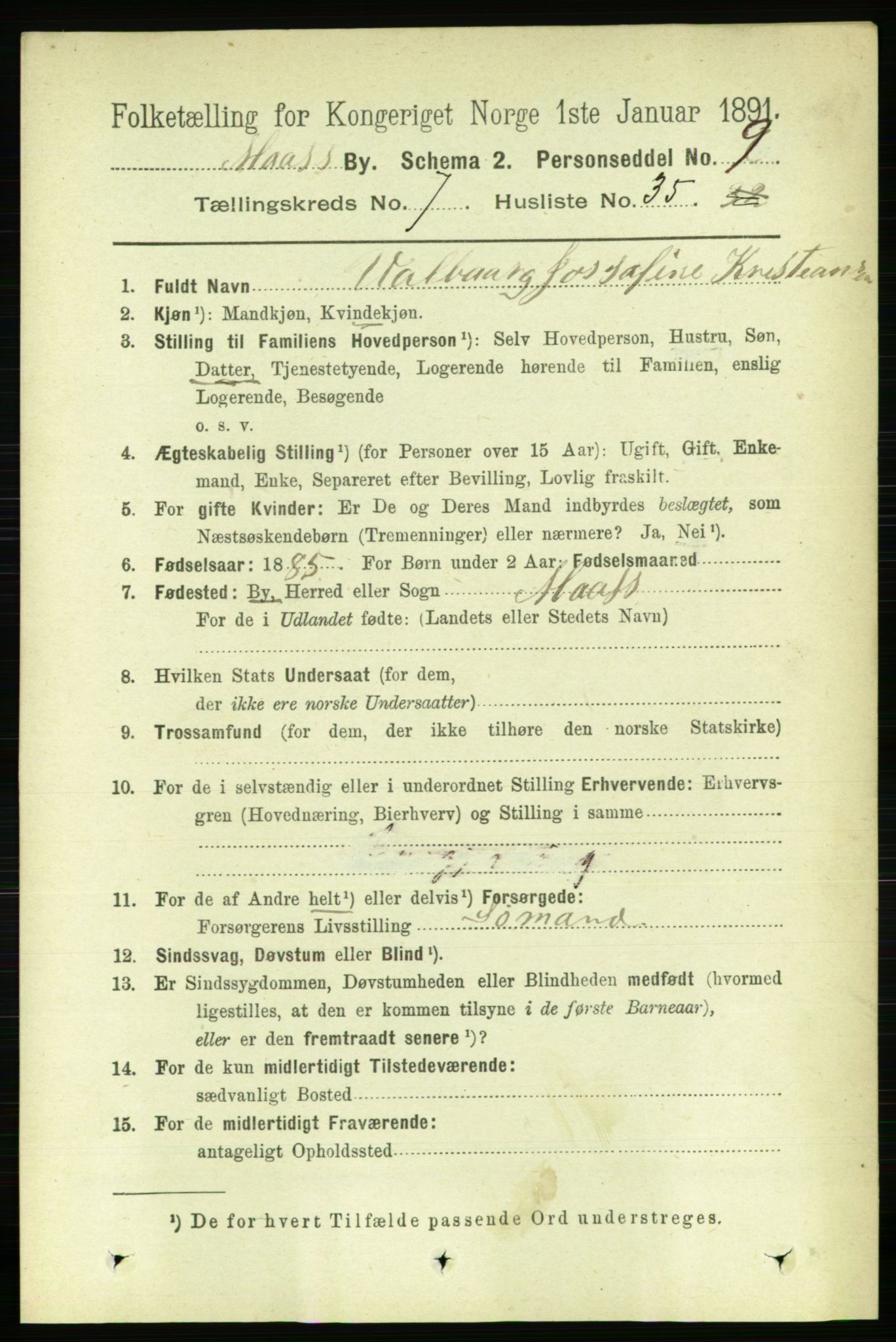 RA, 1891 census for 0104 Moss, 1891, p. 3927