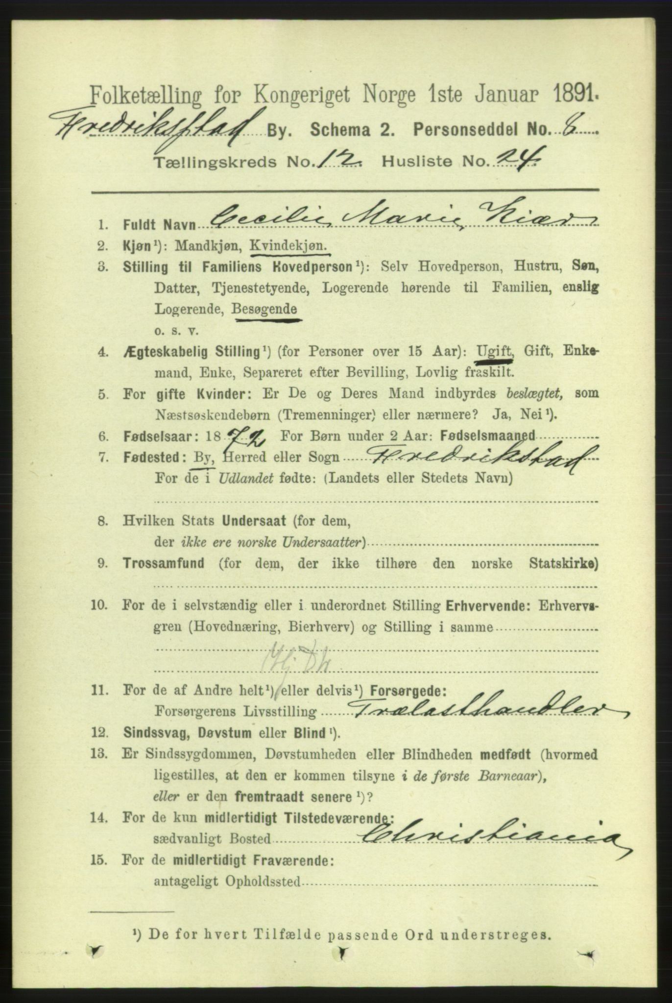 RA, 1891 census for 0103 Fredrikstad, 1891, p. 13950