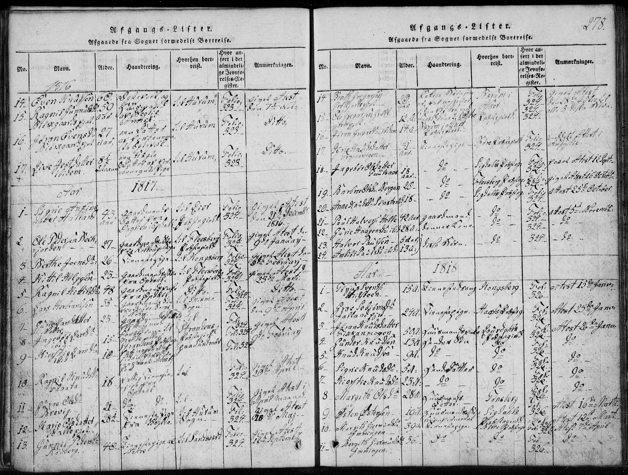 Rollag kirkebøker, AV/SAKO-A-240/G/Ga/L0001: Parish register (copy) no. I 1, 1814-1831, p. 278