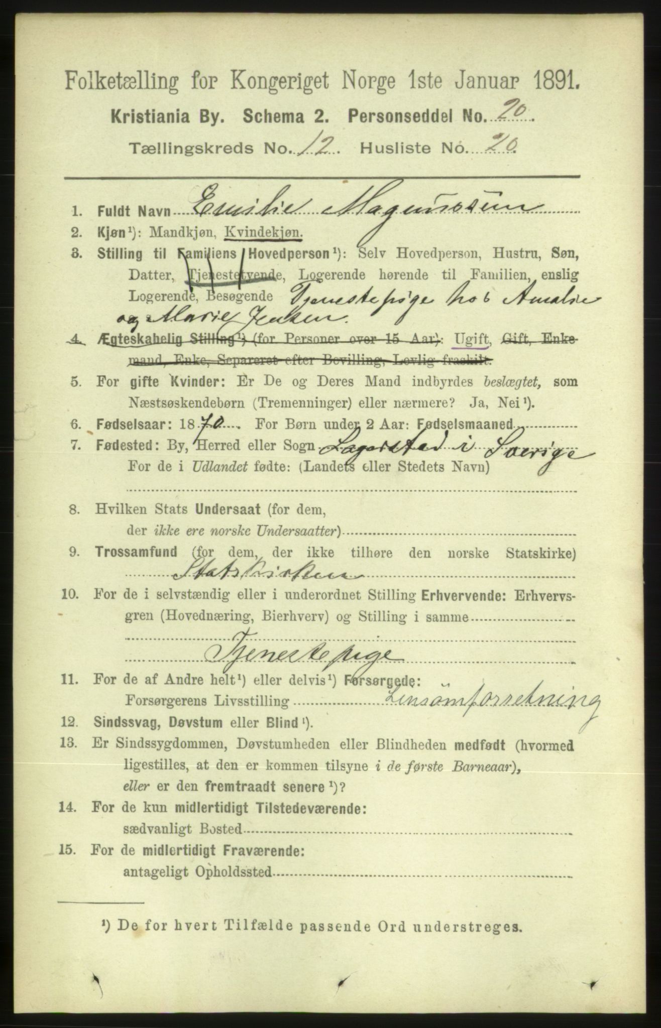 RA, 1891 census for 0301 Kristiania, 1891, p. 5777