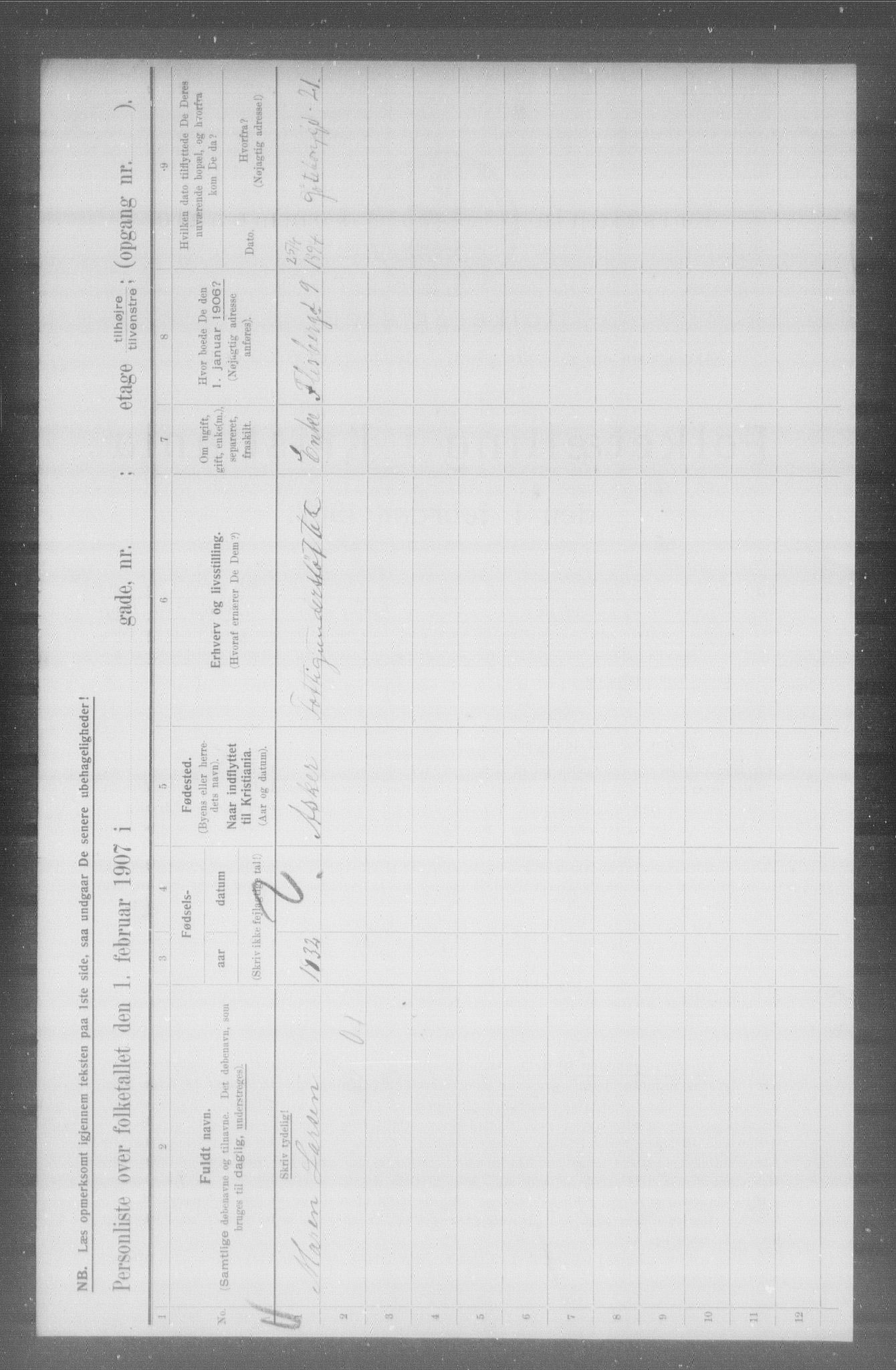 OBA, Municipal Census 1907 for Kristiania, 1907, p. 12547