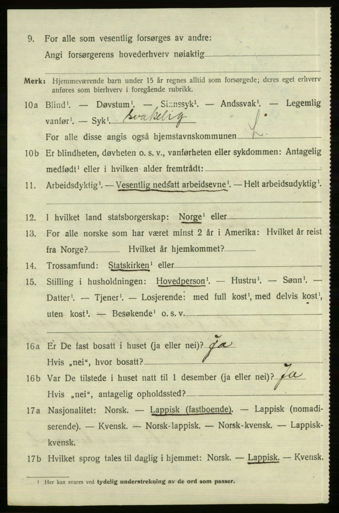 SATØ, 1920 census for Loppa, 1920, p. 3689