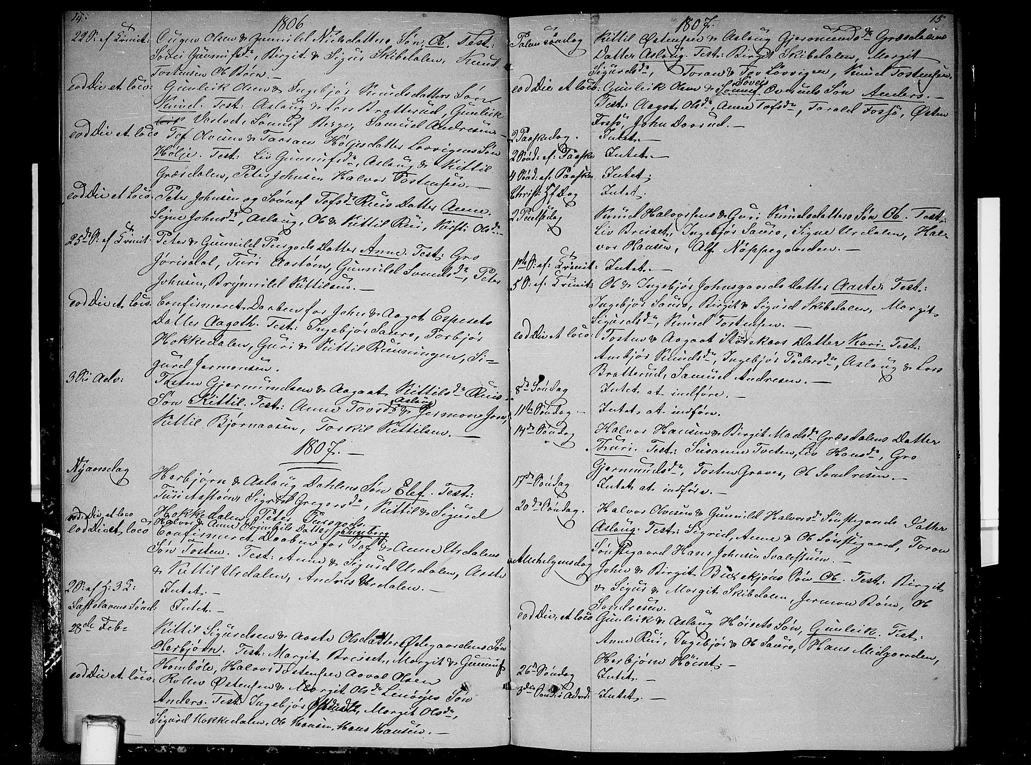 Gransherad kirkebøker, SAKO/A-267/F/Fb/L0001: Parish register (official) no. II 1, 1800-1814, p. 14-15