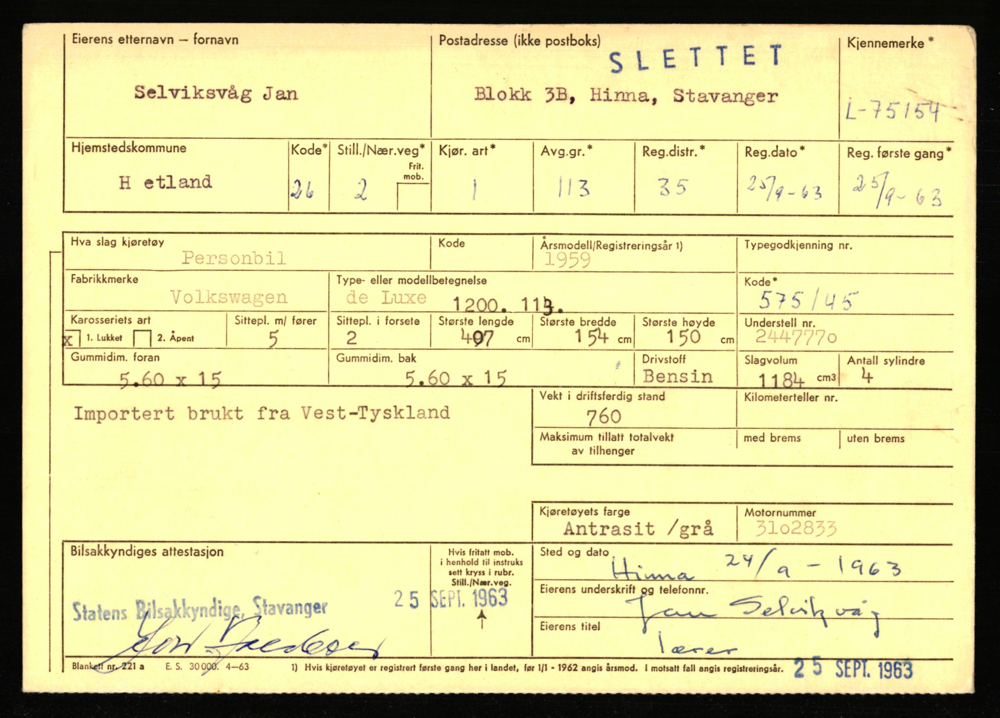 Stavanger trafikkstasjon, AV/SAST-A-101942/0/F/L0068: L-75000 - L-76799, 1930-1971, p. 201