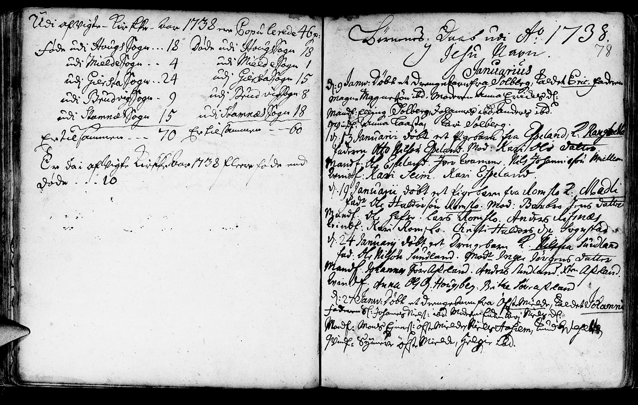 Haus sokneprestembete, SAB/A-75601/H/Haa: Parish register (official) no. A 5, 1733-1747, p. 78