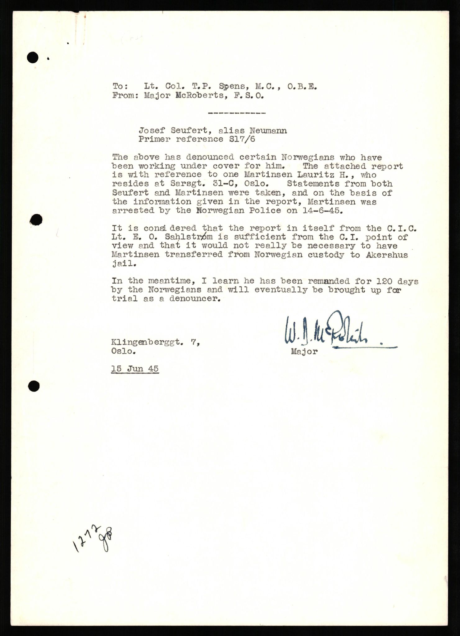 Forsvaret, Forsvarets overkommando II, AV/RA-RAFA-3915/D/Db/L0032: CI Questionaires. Tyske okkupasjonsstyrker i Norge. Tyskere., 1945-1946, p. 45