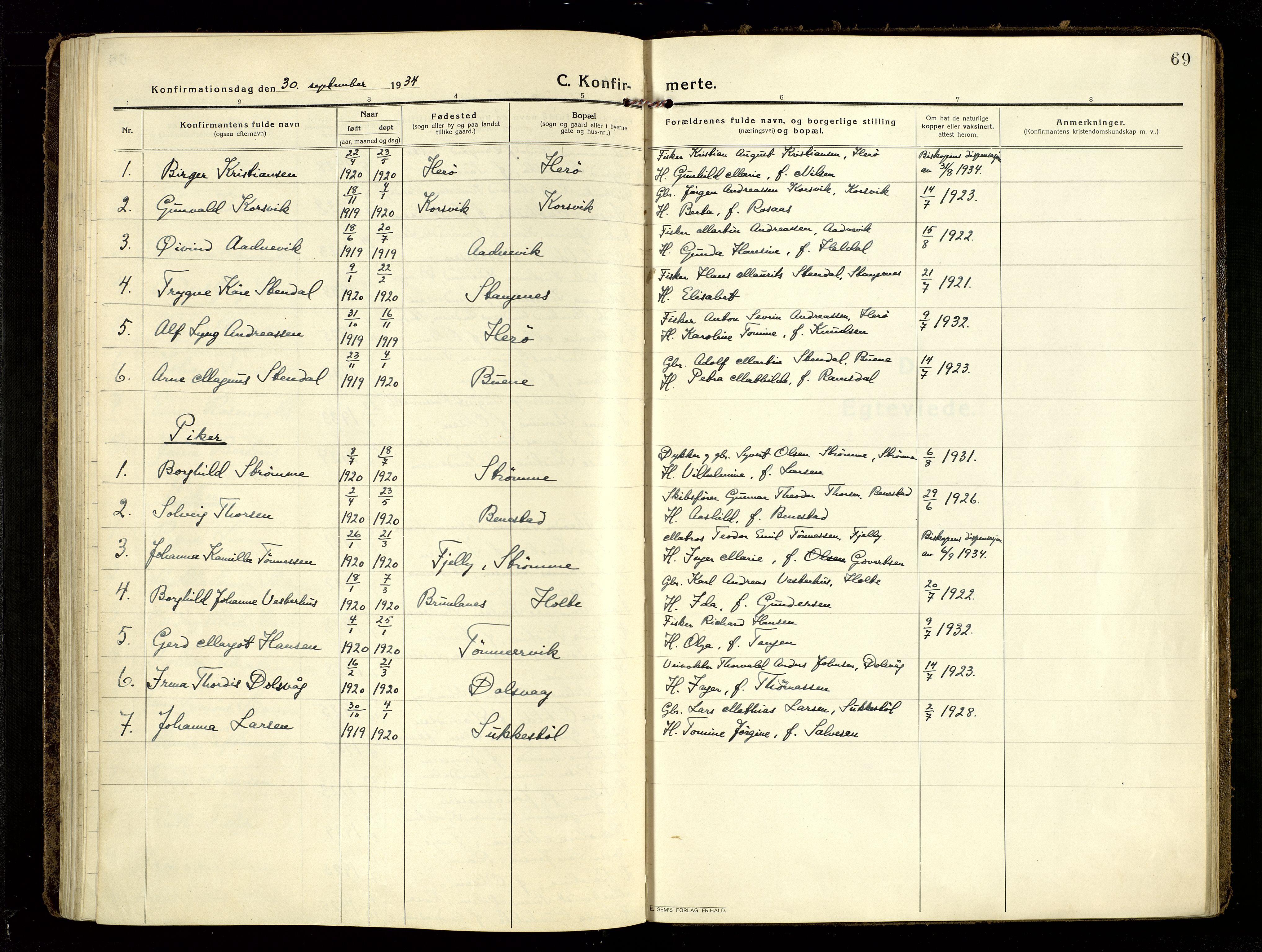 Oddernes sokneprestkontor, SAK/1111-0033/F/Fa/Fab/L0004: Parish register (official) no. A 4, 1916-1935, p. 69