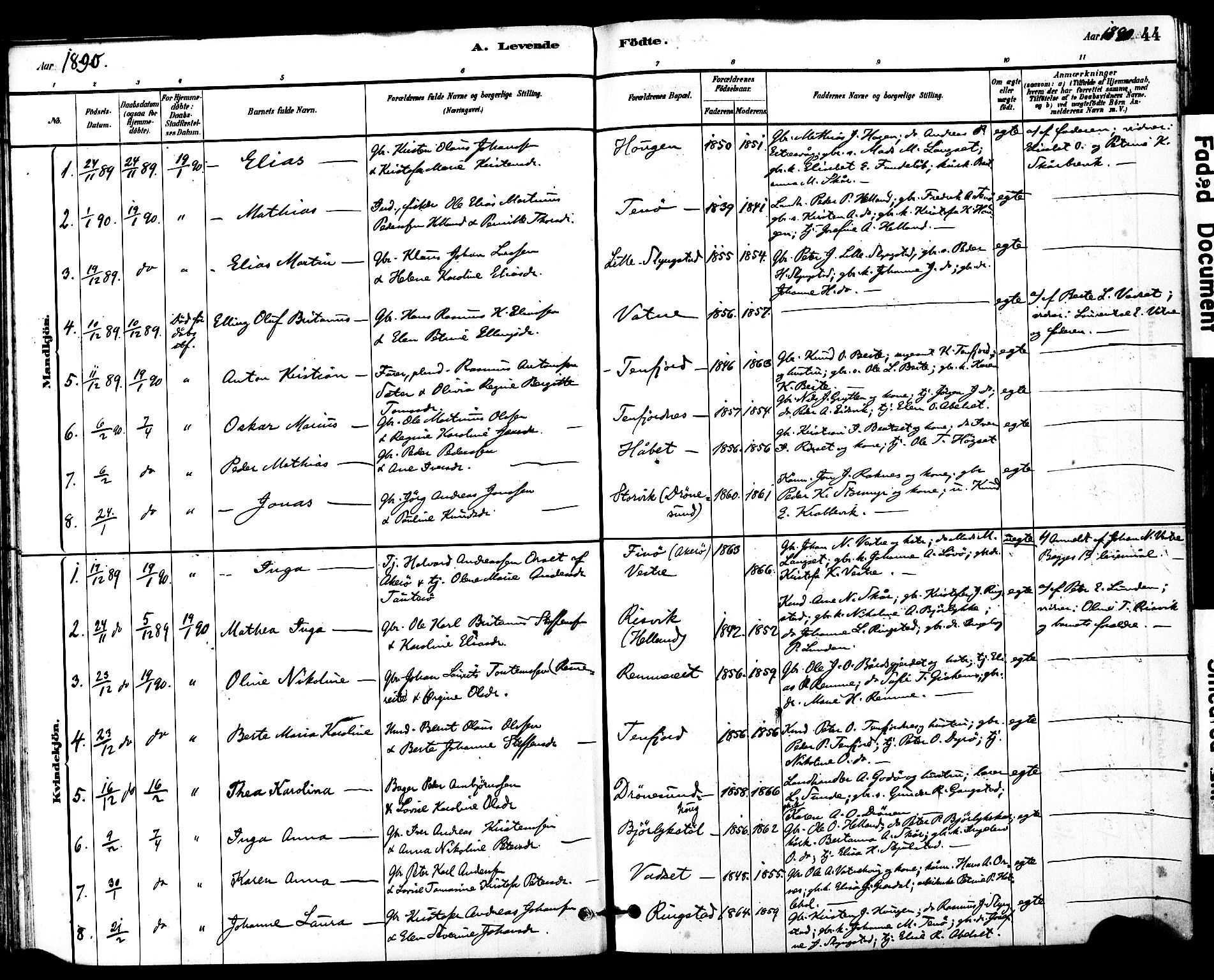 Ministerialprotokoller, klokkerbøker og fødselsregistre - Møre og Romsdal, SAT/A-1454/525/L0374: Parish register (official) no. 525A04, 1880-1899, p. 44