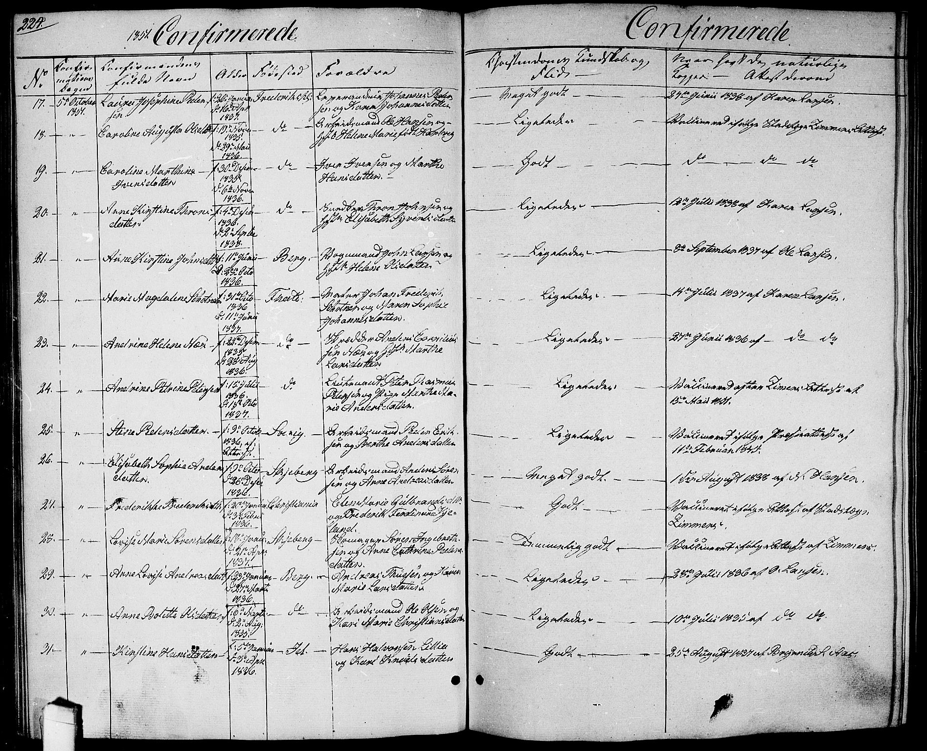 Halden prestekontor Kirkebøker, SAO/A-10909/G/Ga/L0004: Parish register (copy) no. 4, 1845-1854, p. 224