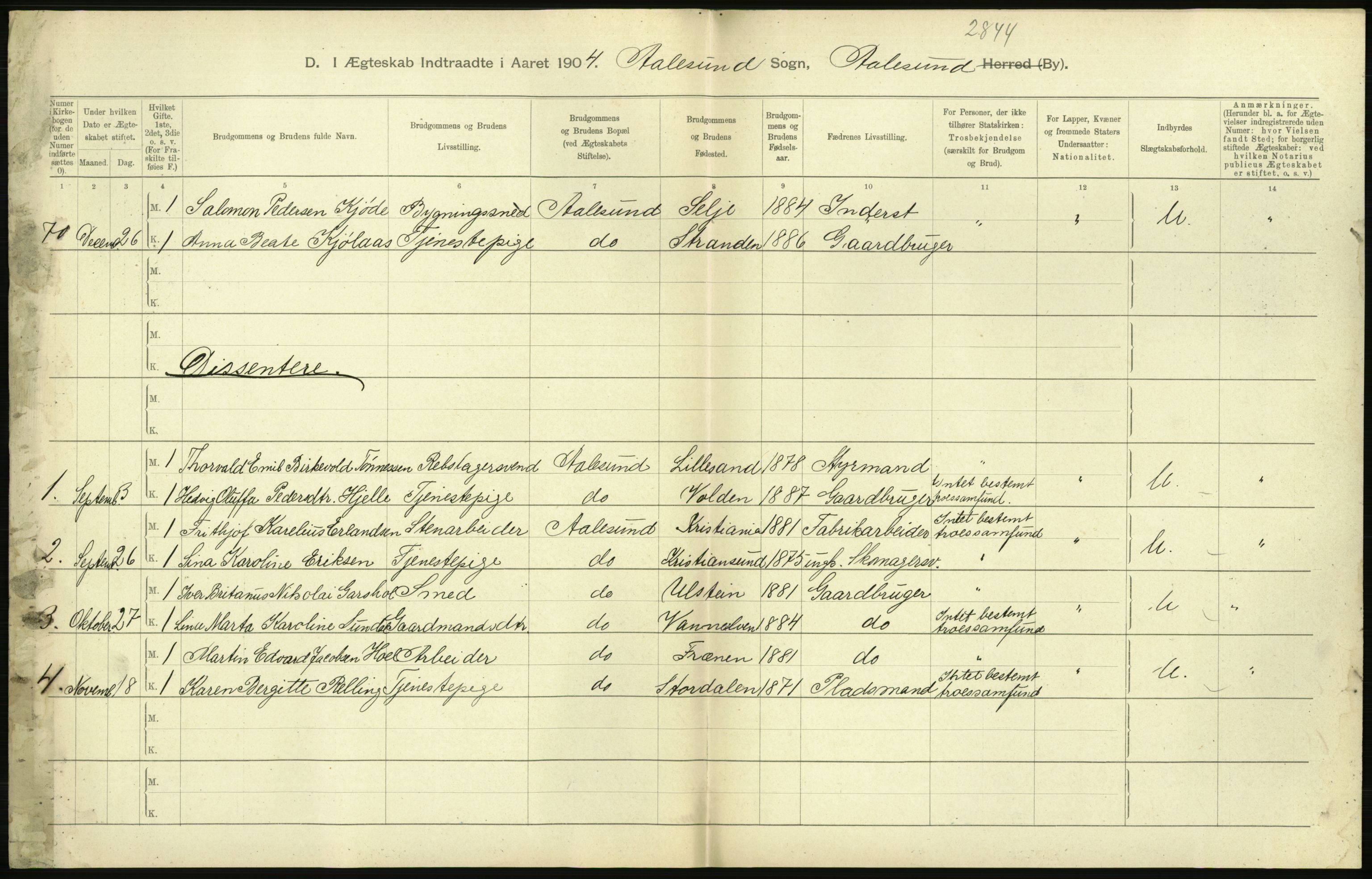 Statistisk sentralbyrå, Sosiodemografiske emner, Befolkning, AV/RA-S-2228/D/Df/Dfa/Dfab/L0016: Romsdals amt: Fødte, gifte, døde., 1904, p. 776