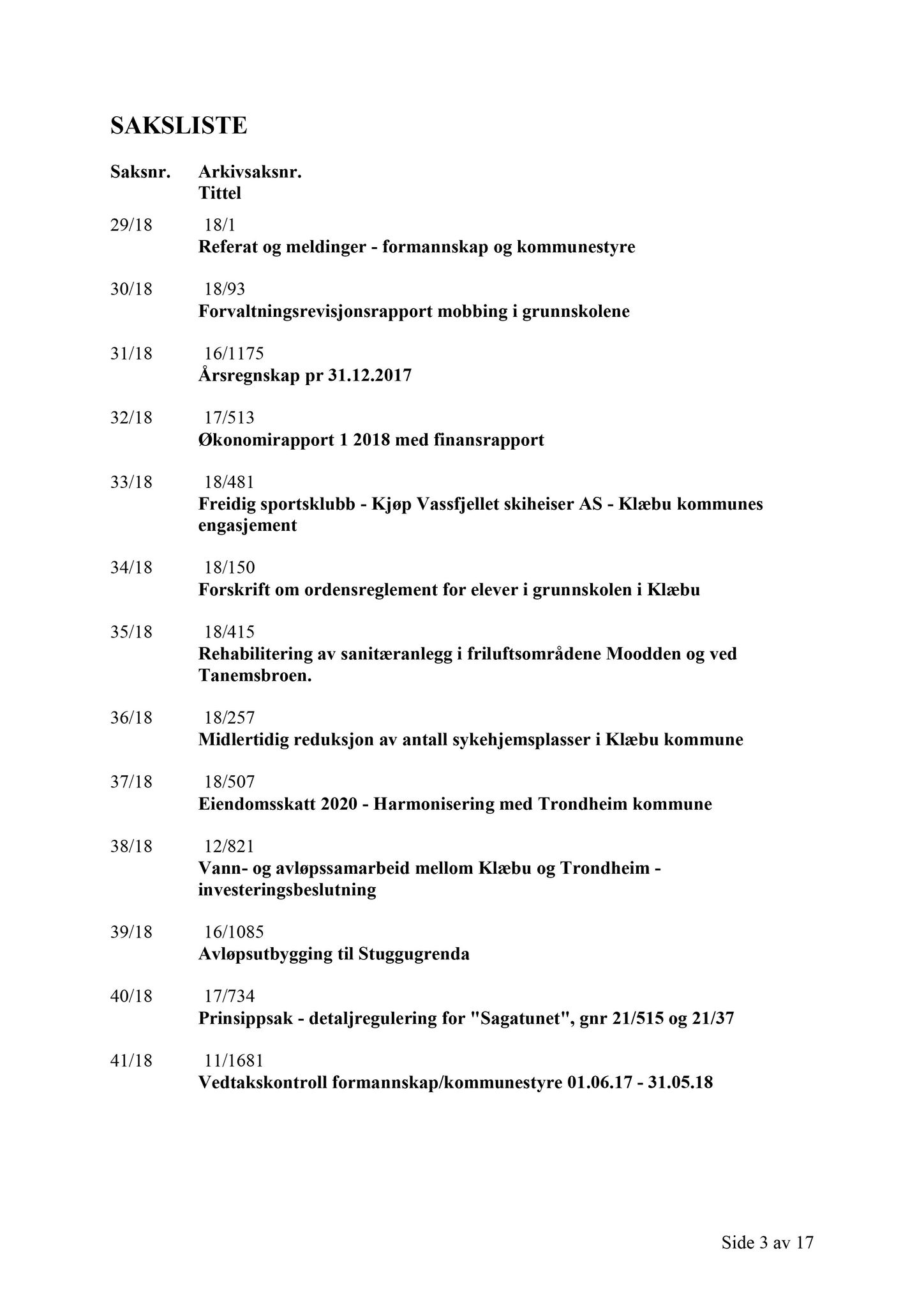 Klæbu Kommune, TRKO/KK/01-KS/L011: Kommunestyret - Møtedokumenter, 2018, p. 1107