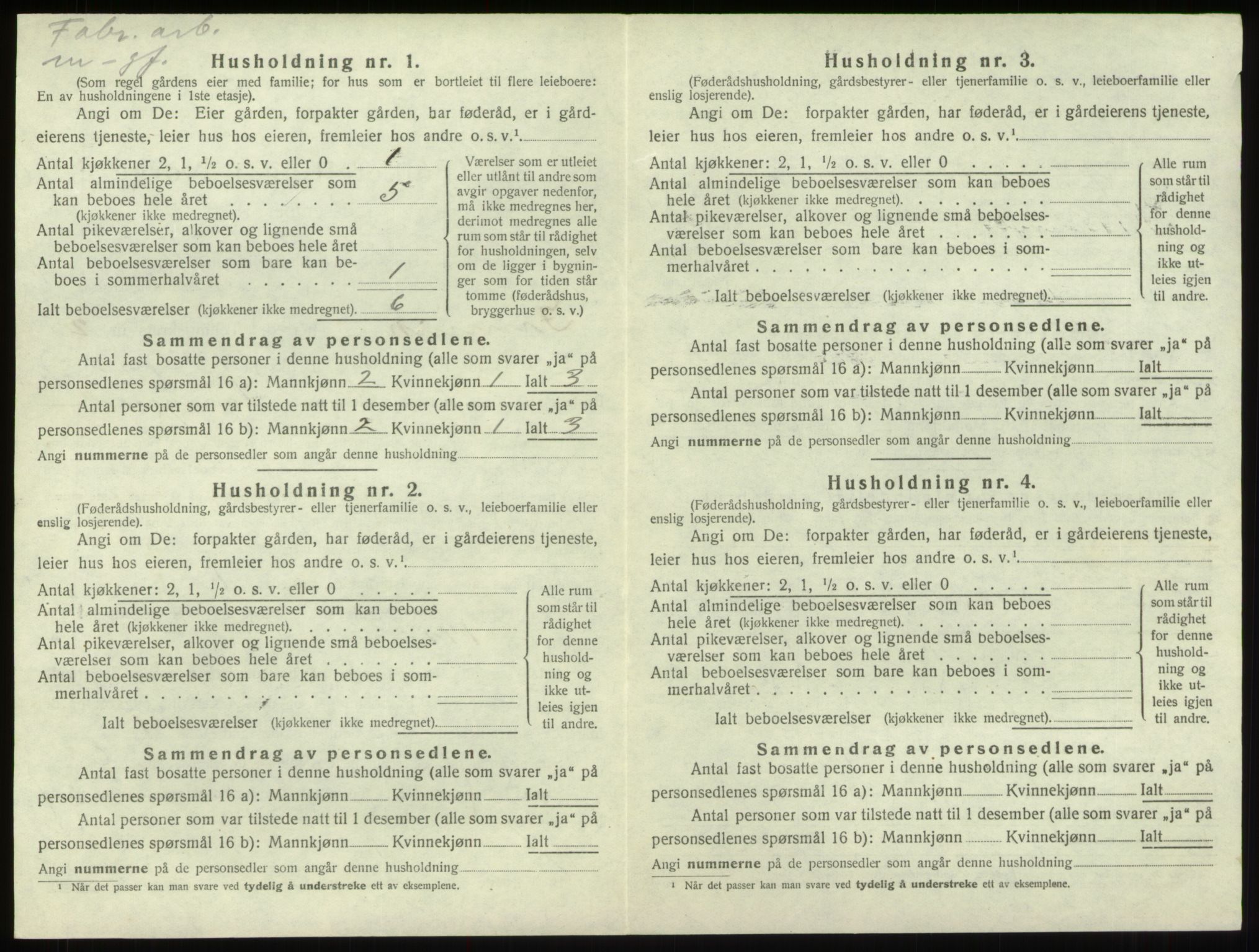 SAB, 1920 census for Innvik, 1920, p. 157