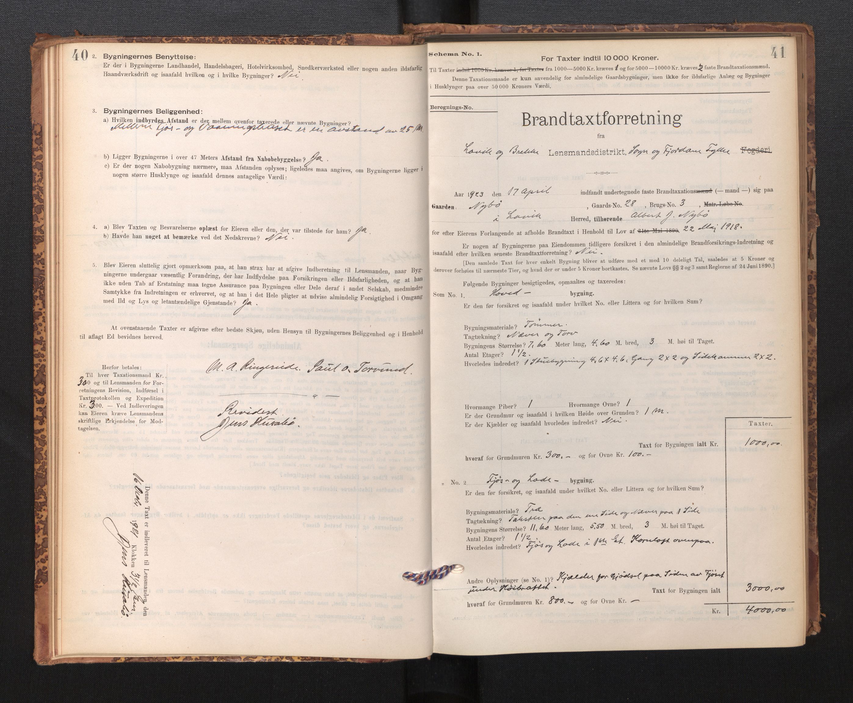 Lensmannen i Lavik, AV/SAB-A-29101/0012/L0002: Branntakstprotokoll, skjematakst, 1895-1933, p. 40-41