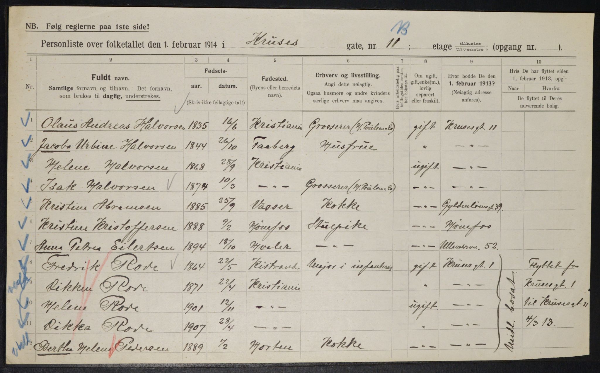 OBA, Municipal Census 1914 for Kristiania, 1914, p. 54910