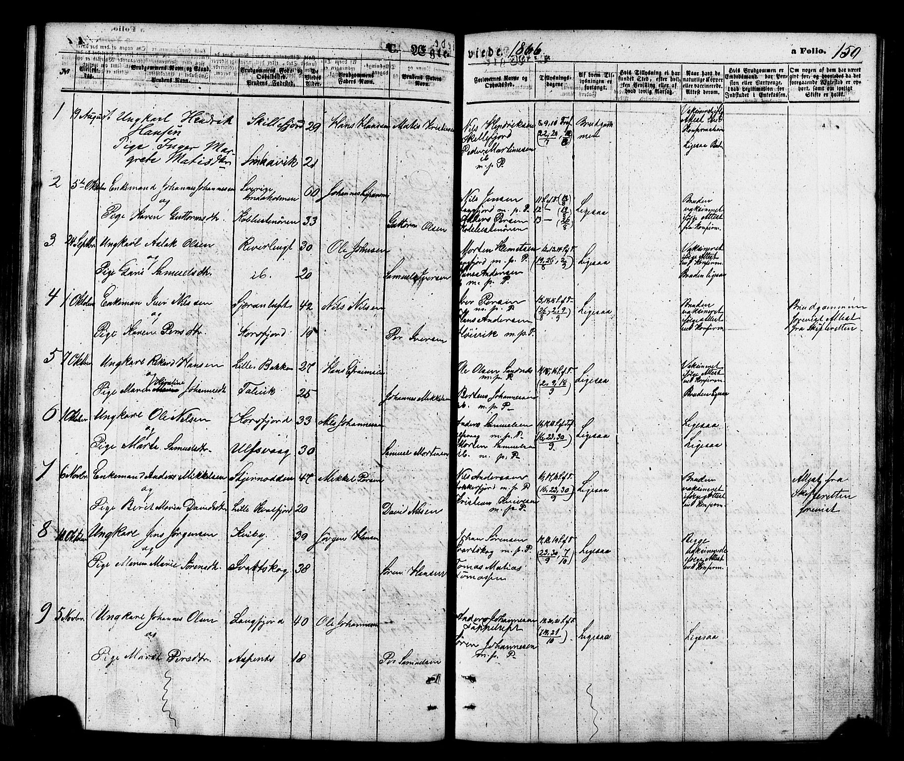 Talvik sokneprestkontor, SATØ/S-1337/H/Ha/L0011kirke: Parish register (official) no. 11, 1864-1877, p. 150
